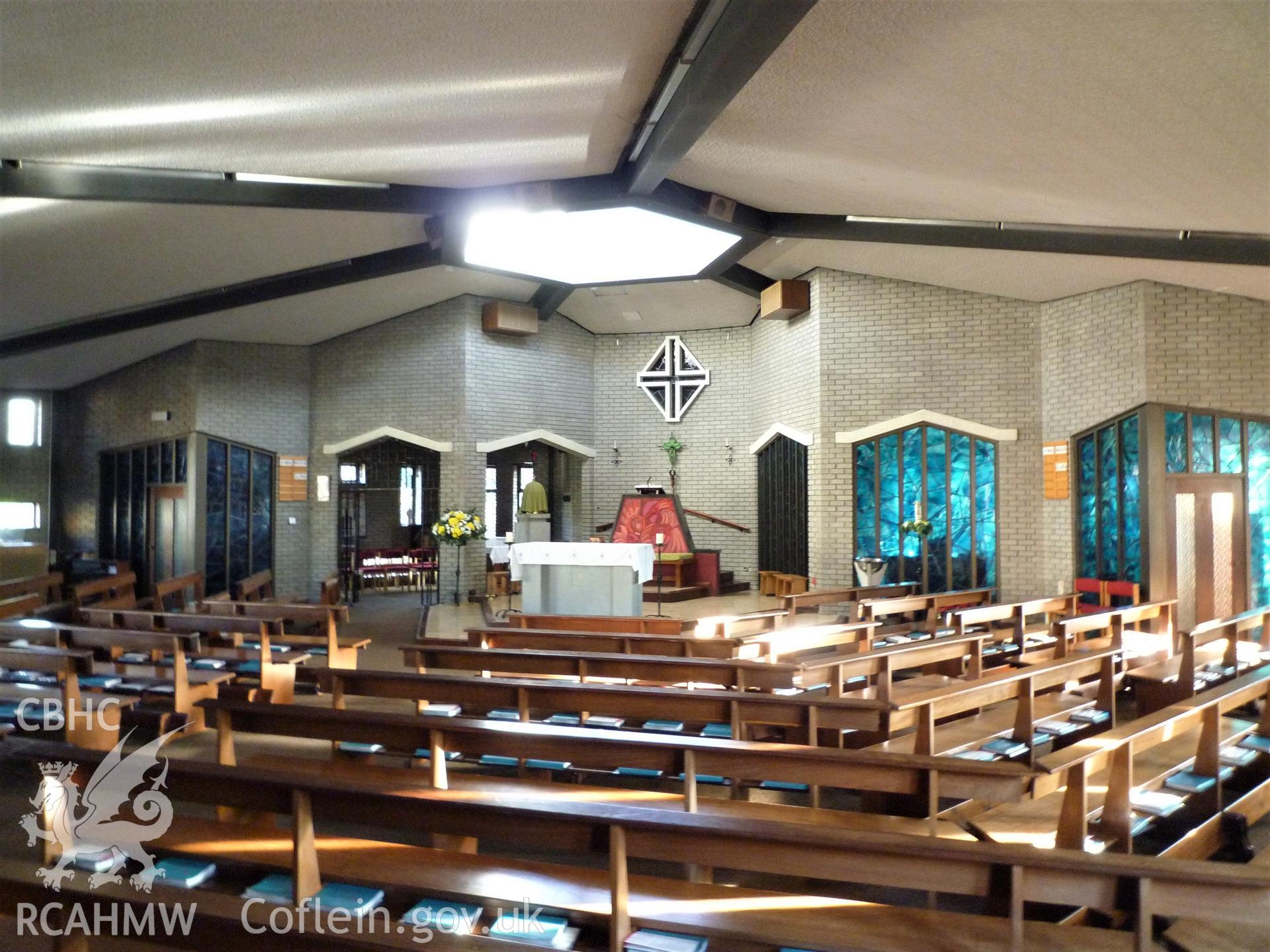 Digital colour photograph showing interior of Christ the King Catholic church, Llanishen.
