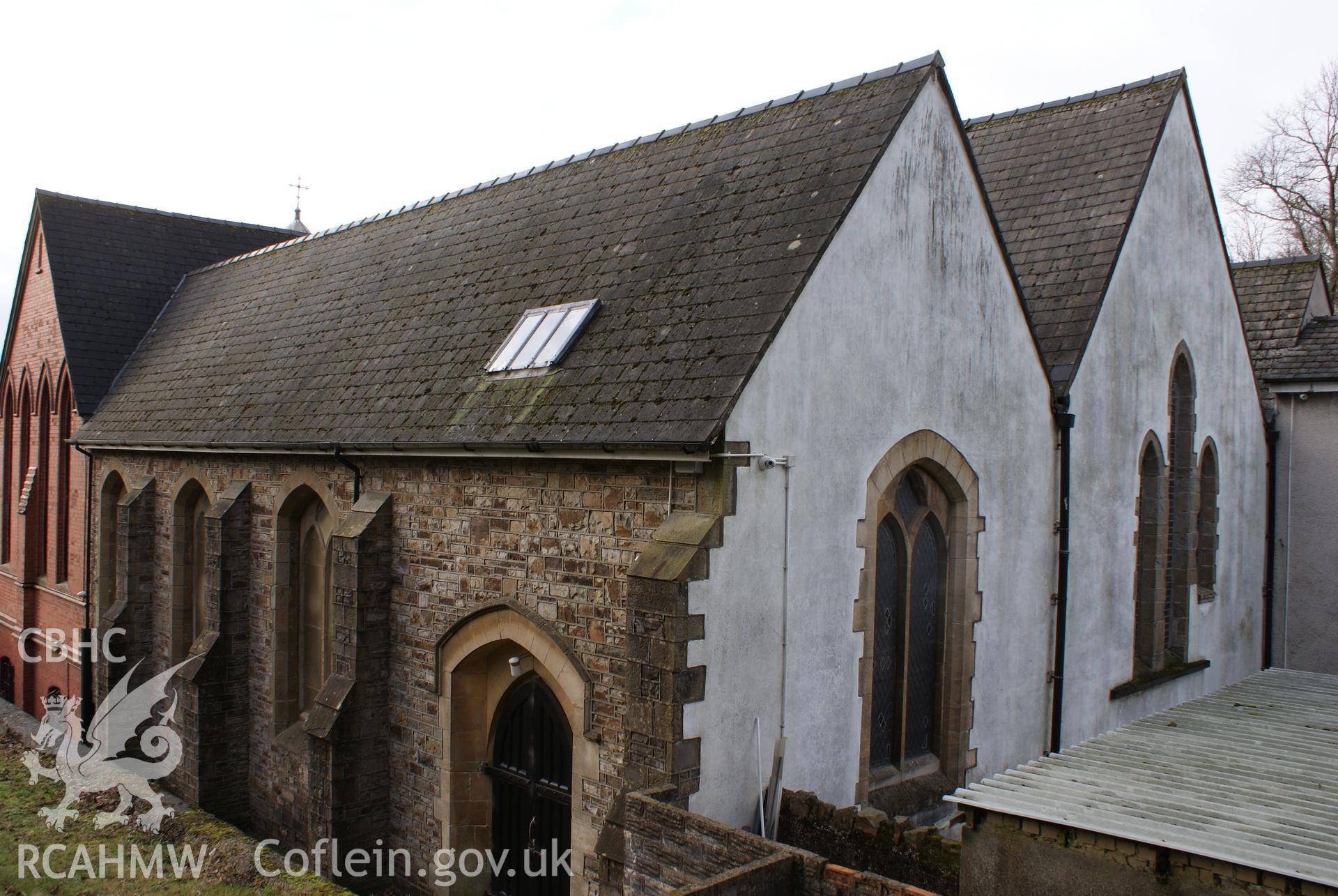 Digital colour photograph showing exterior of St Illtyd's Catholic church, Dowlais.