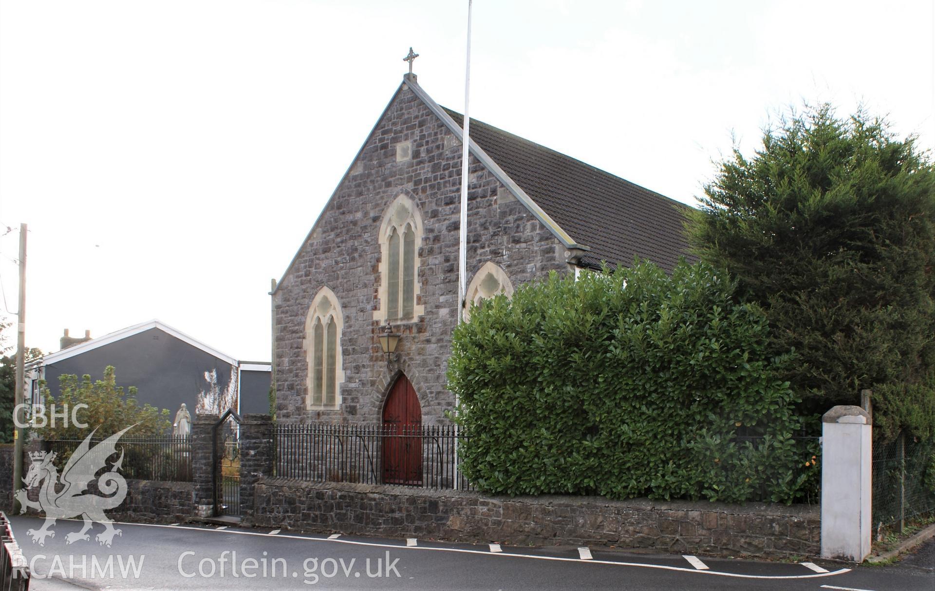 Digital colour photograph showing exterior of Immaculate Conception Catholic church, Tredegar.