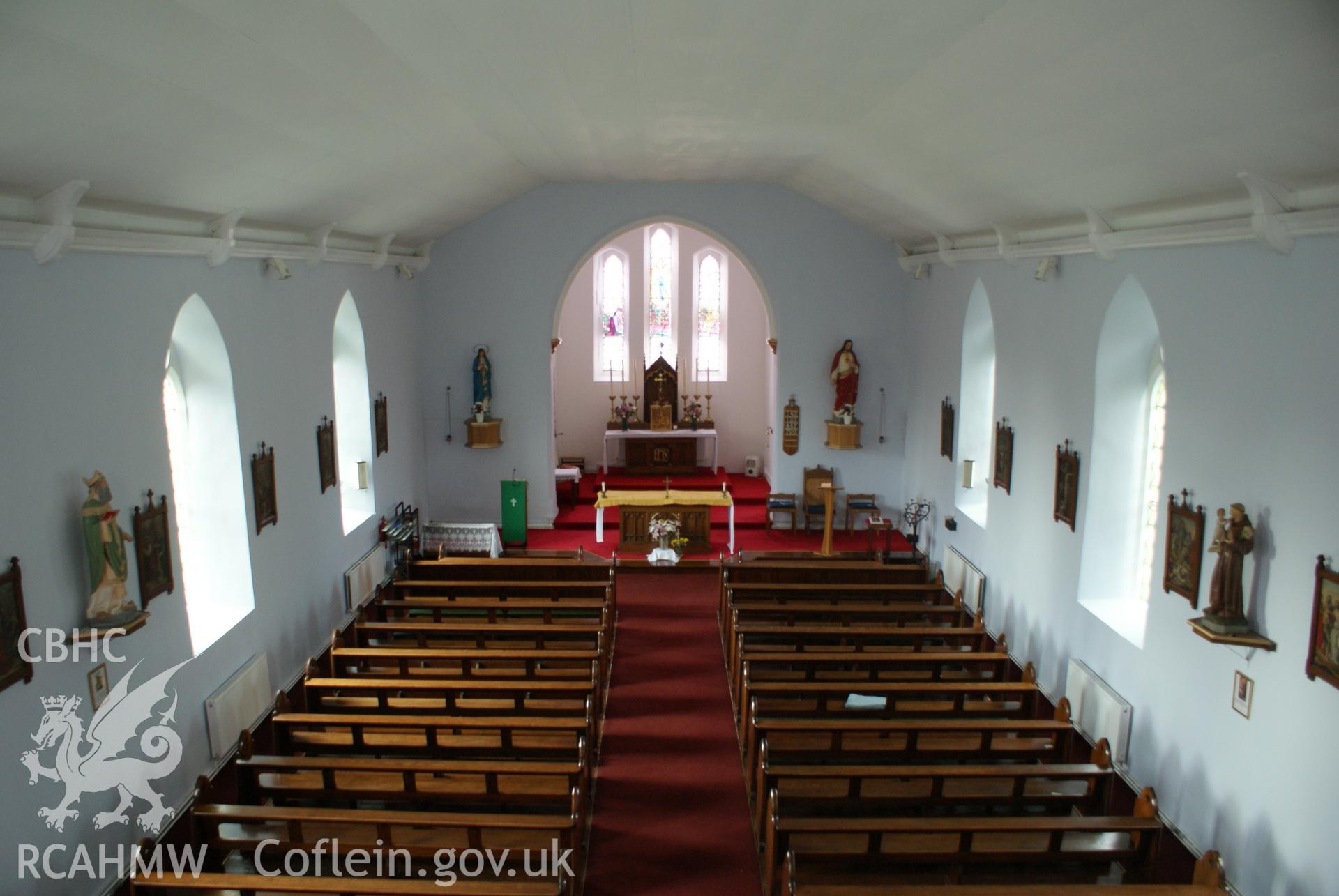 Digital colour photograph showing interior of Immaculate Conception Catholic church, Tredegar.