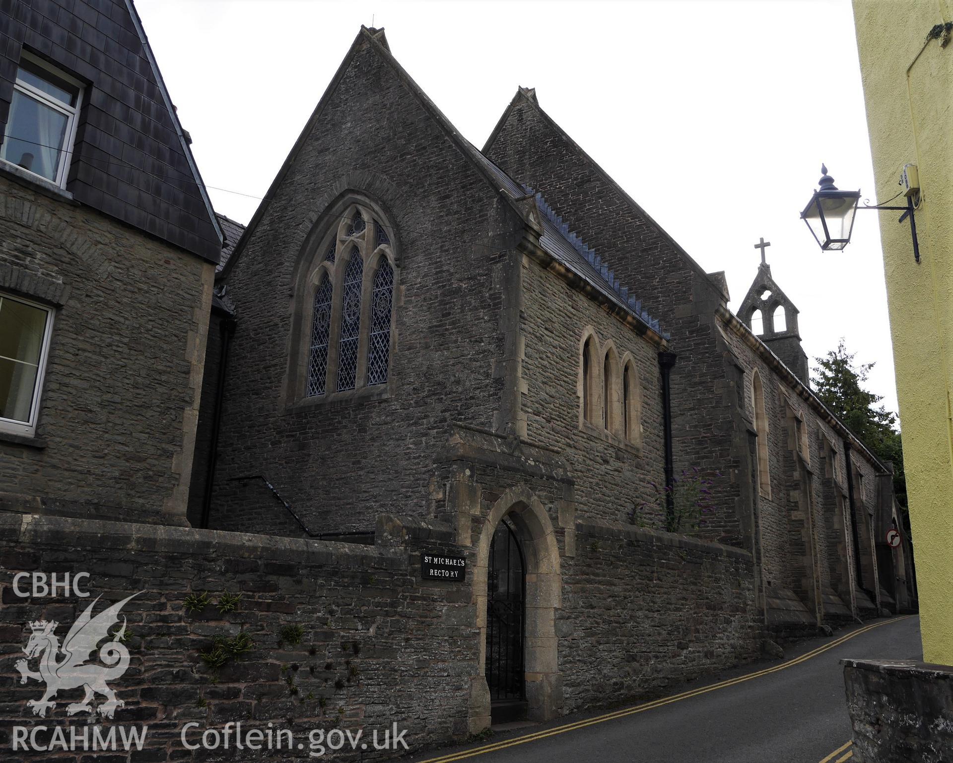 Digital colour photograph showing exterior of St Michael's Catholic church, Brecon.