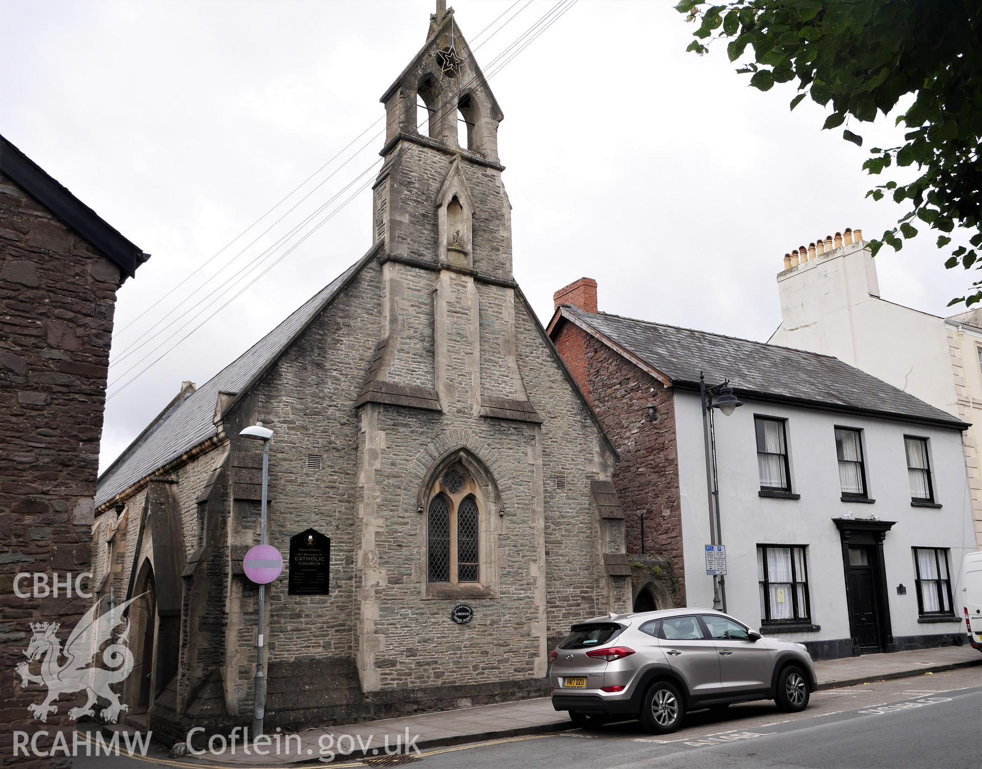 Digital colour photograph showing exterior of St Michael's Catholic church, Brecon.