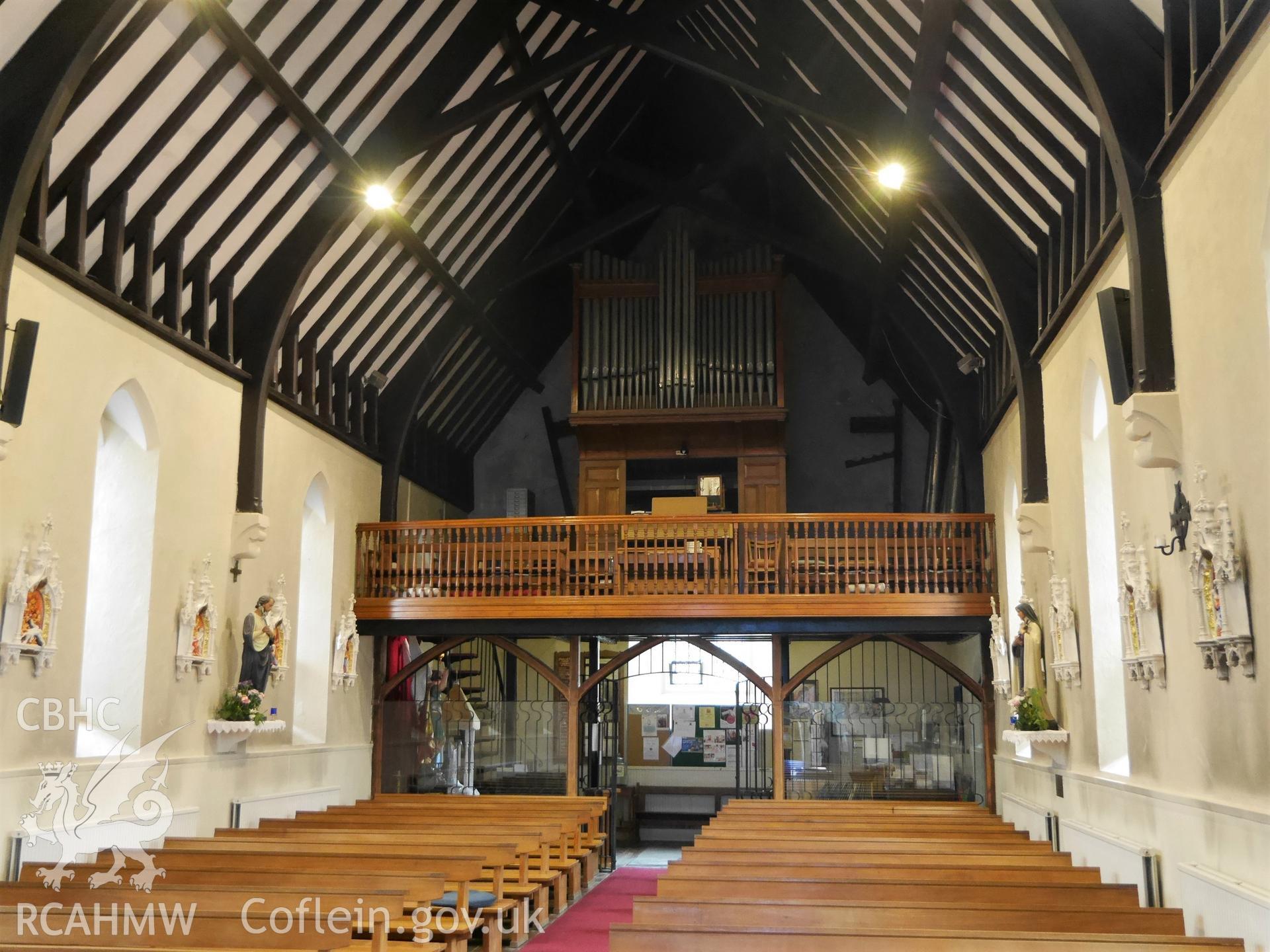 Digital colour photograph showing interior of St Michael's Catholic church, Brecon.
