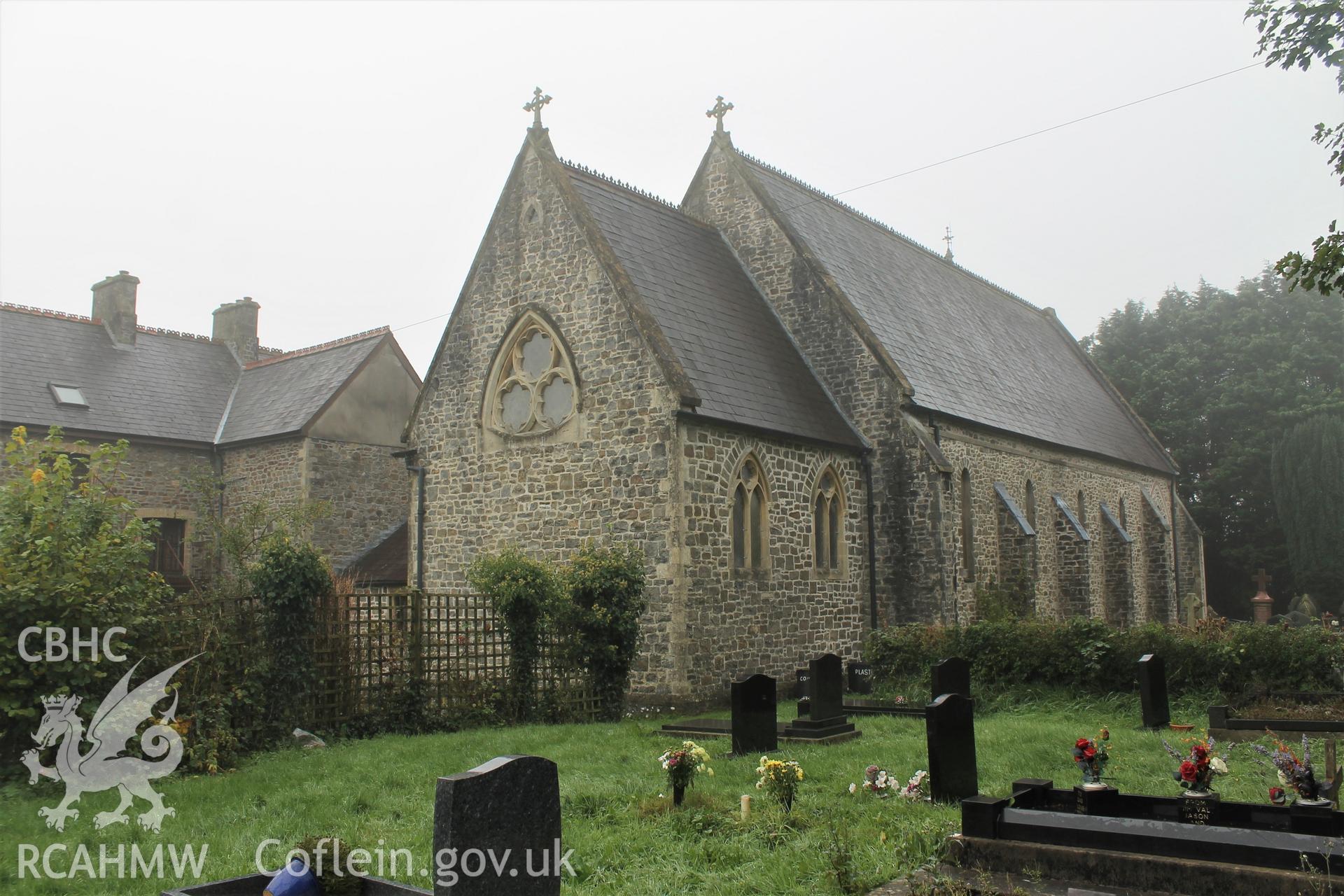 Digital colour photograph showing exterior of St Mary's Catholic church, Carmarthen.