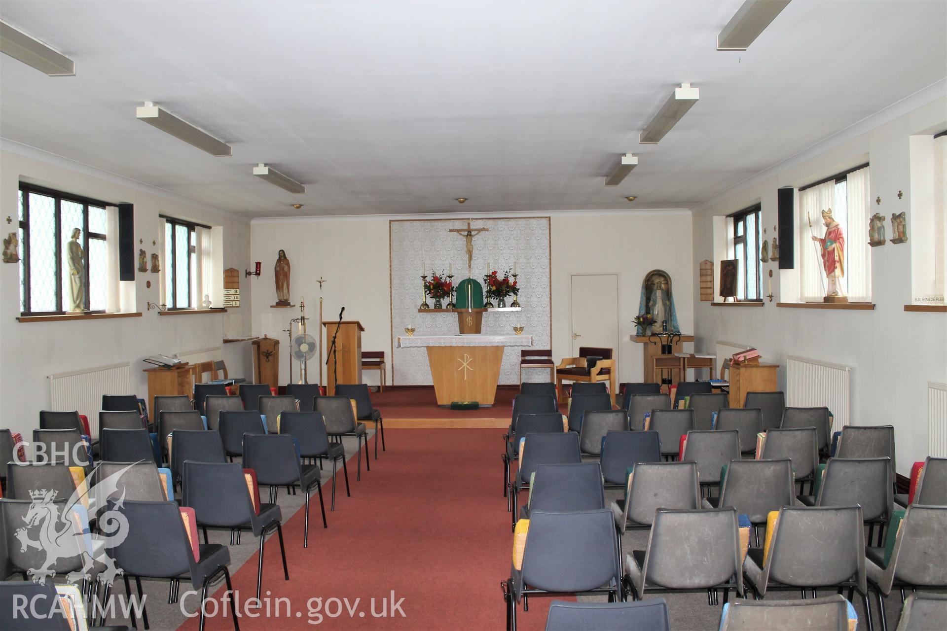 Digital colour photograph showing interior of  St David's Catholic church, Llandeilo.