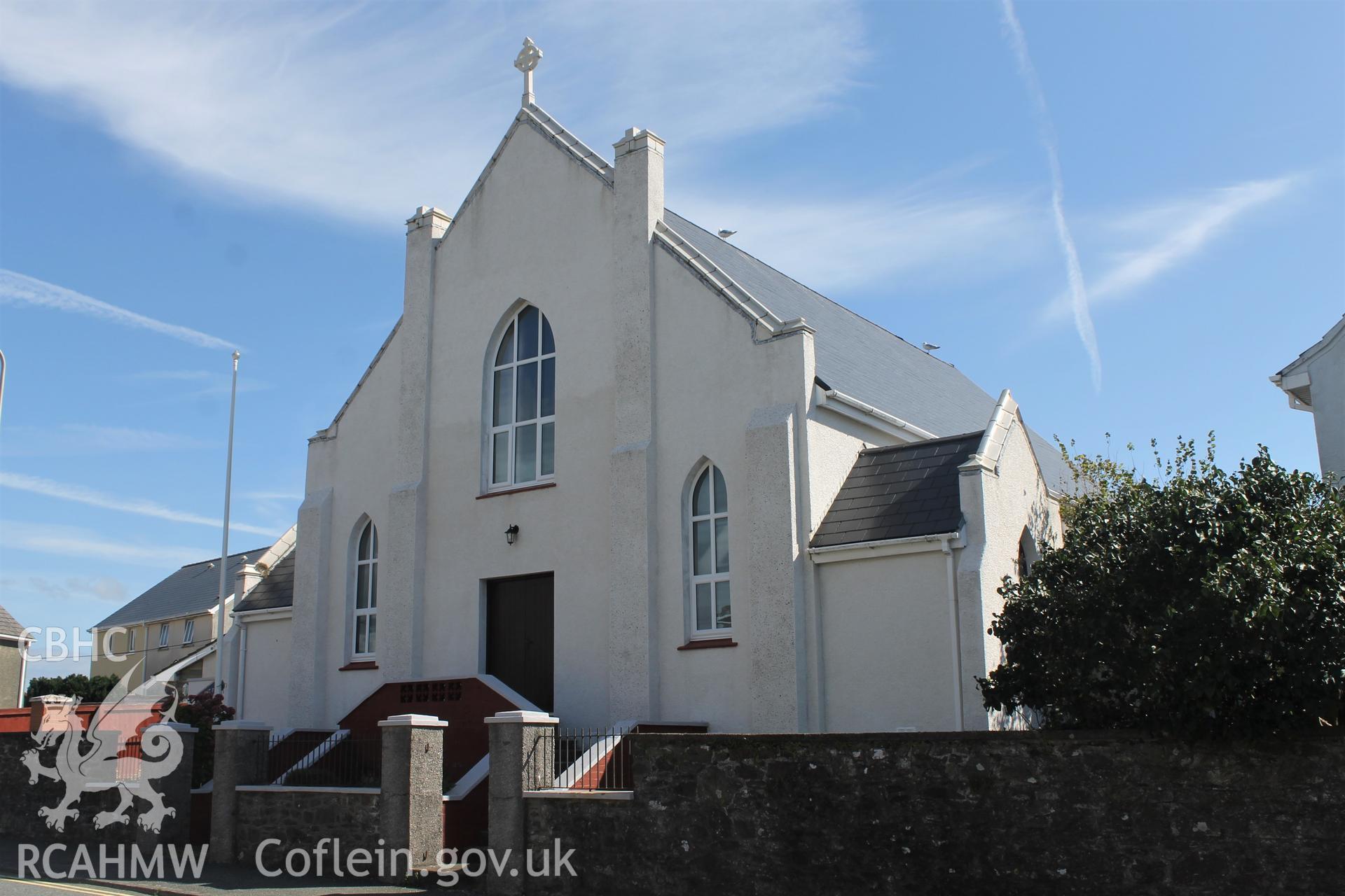 Digital colour photograph showing exterior of St Francis's Catholic church, Milford Haven.