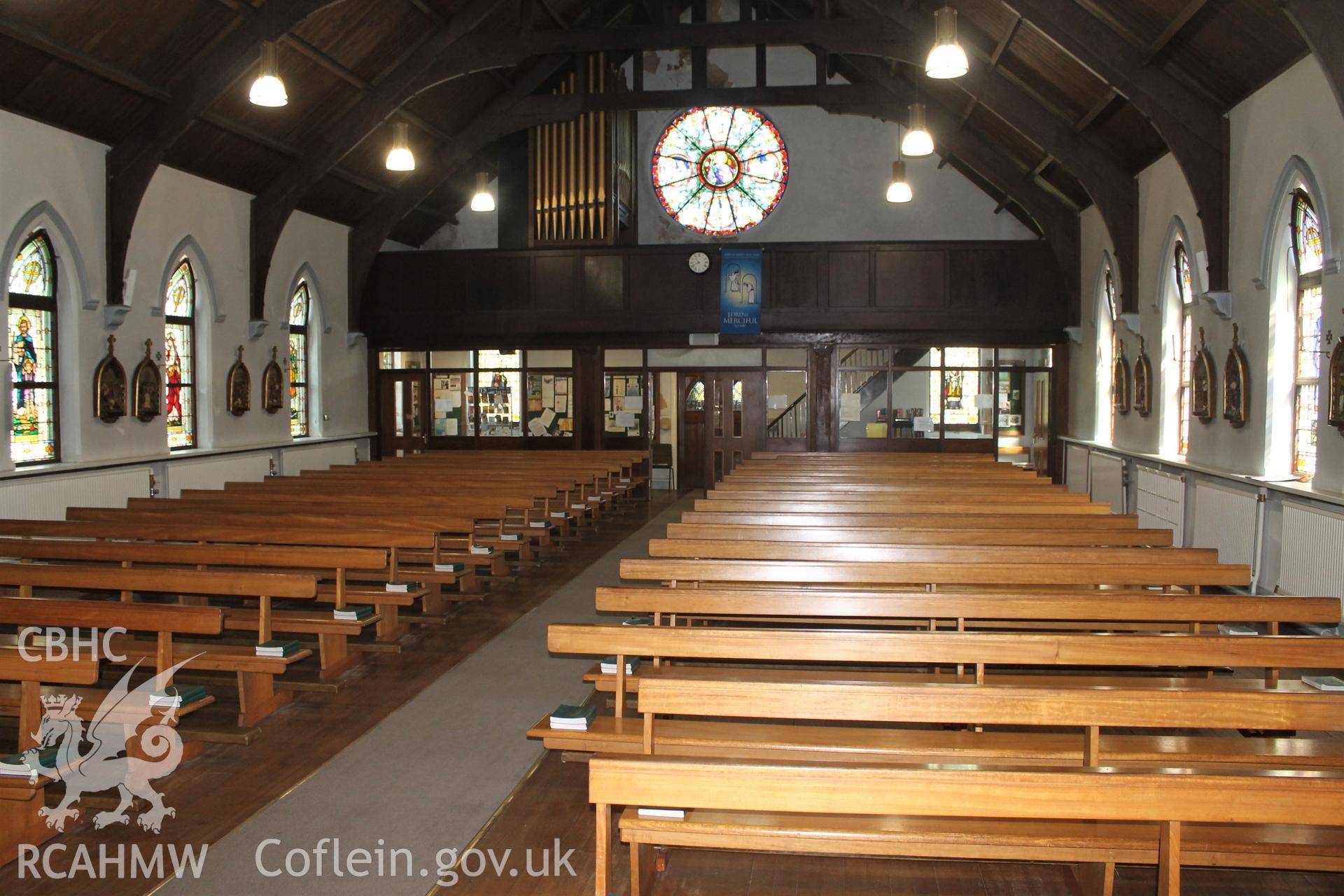 Digital colour photograph showing the interior of St Joseph's Catholic church, Neath.