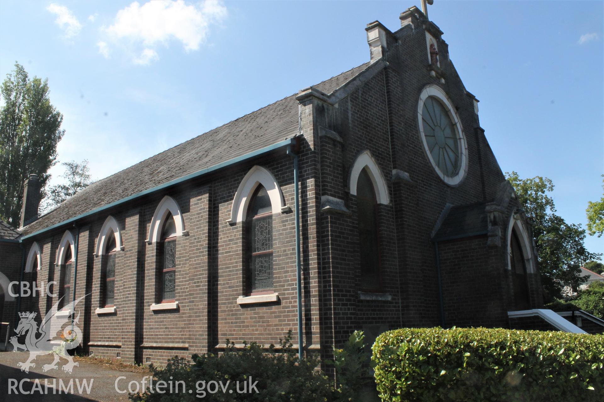 Digital colour photograph showing the exterior of St Joseph's Catholic church, Neath.