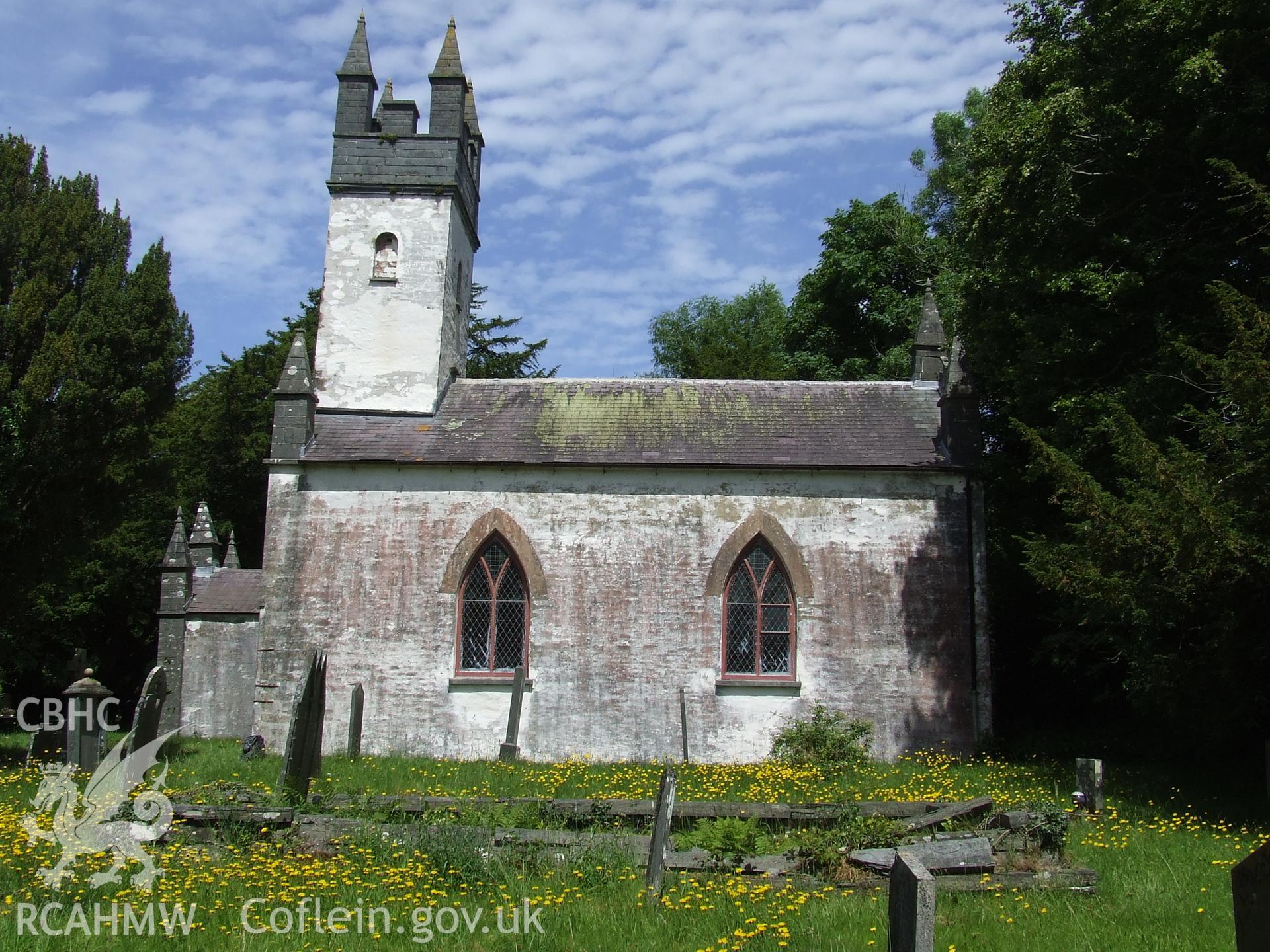 Digital colour photograph showing exterior of Colman's church, Boncath. Produced by Martin Davies in 2022.