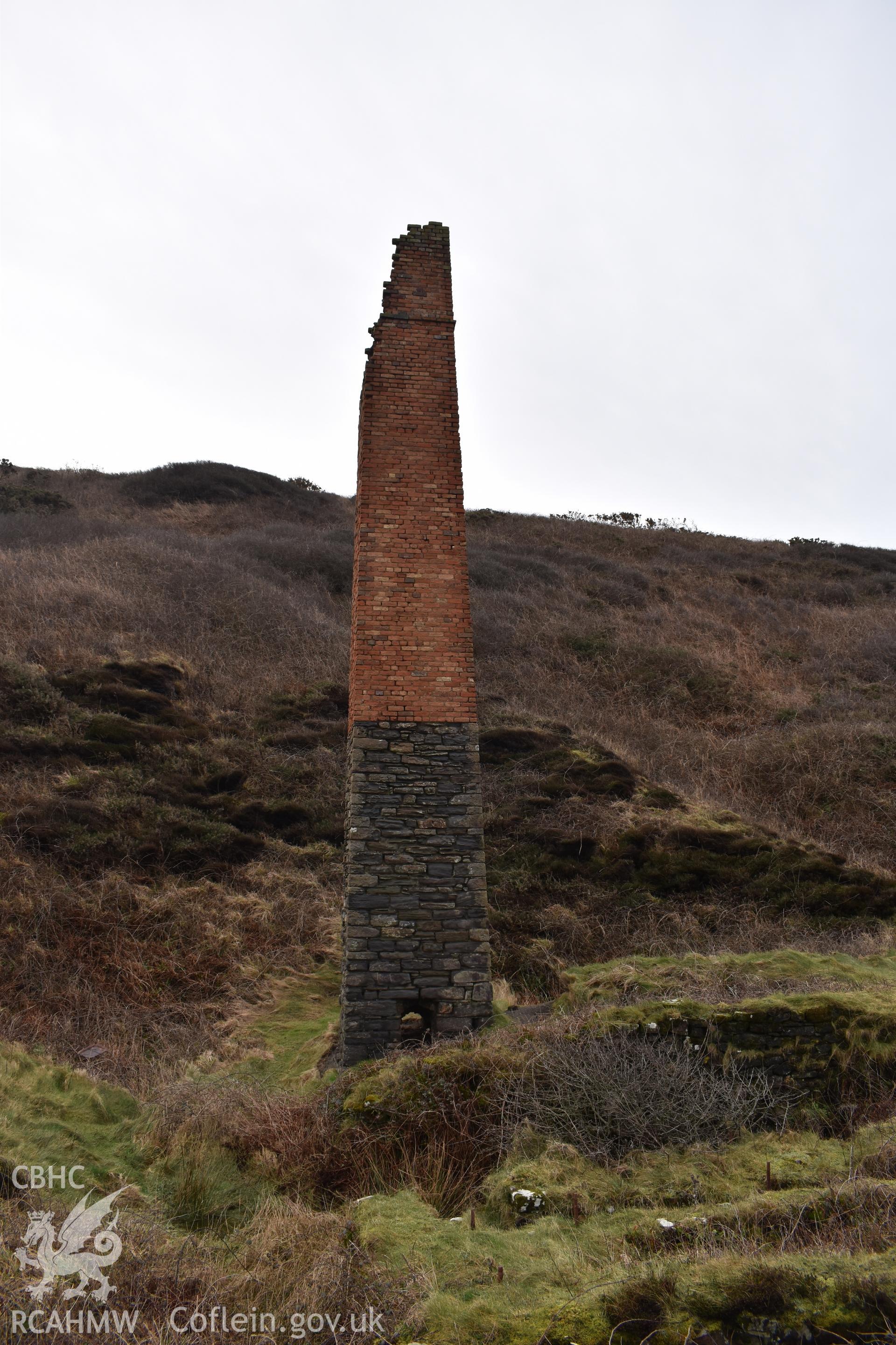 Trefrane Cliff Colliery. View of the chimney from the north.