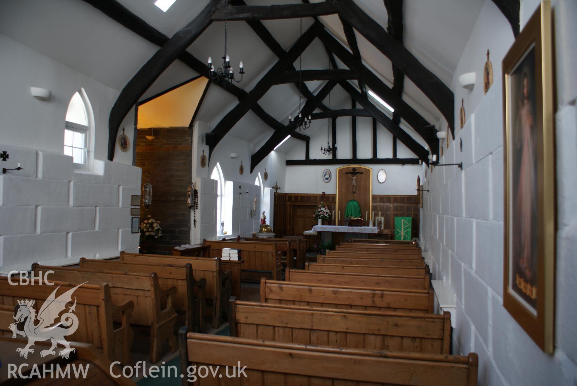 Digital colour photograph showing interior of  Our Lady of Fatima Catholic church, Bala.