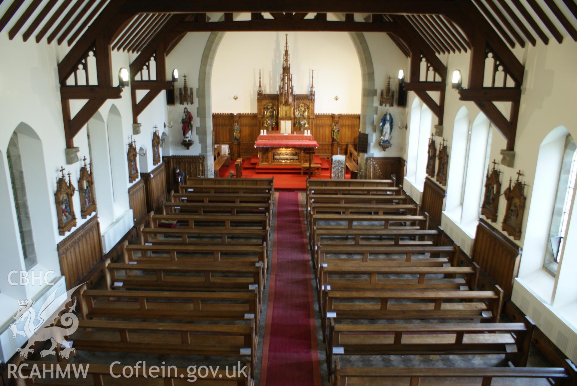 Digital colour photograph showing interior of St Tudwal's Catholic church, Barmouth.