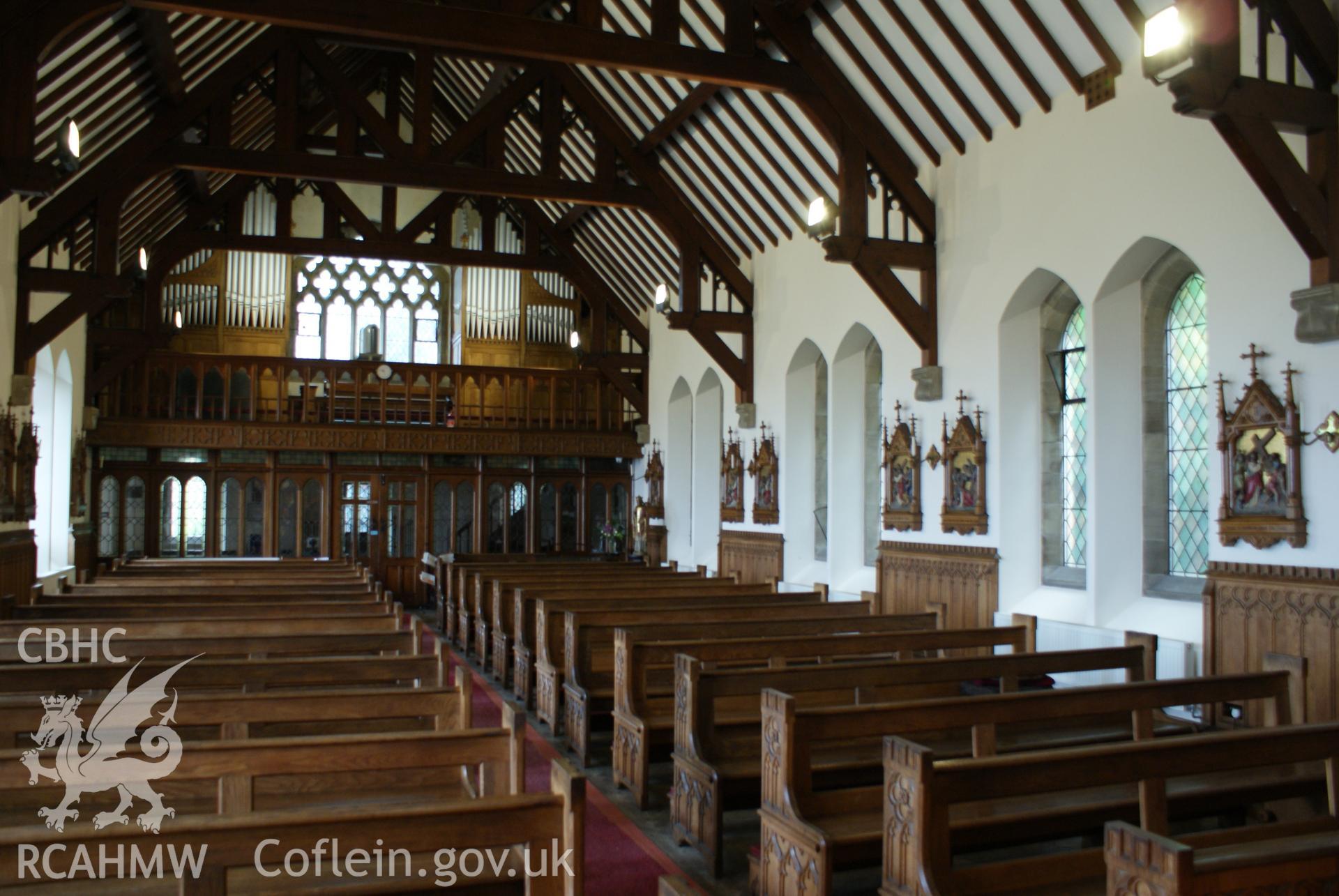 Digital colour photograph showing interior of St Tudwal's Catholic church, Barmouth.