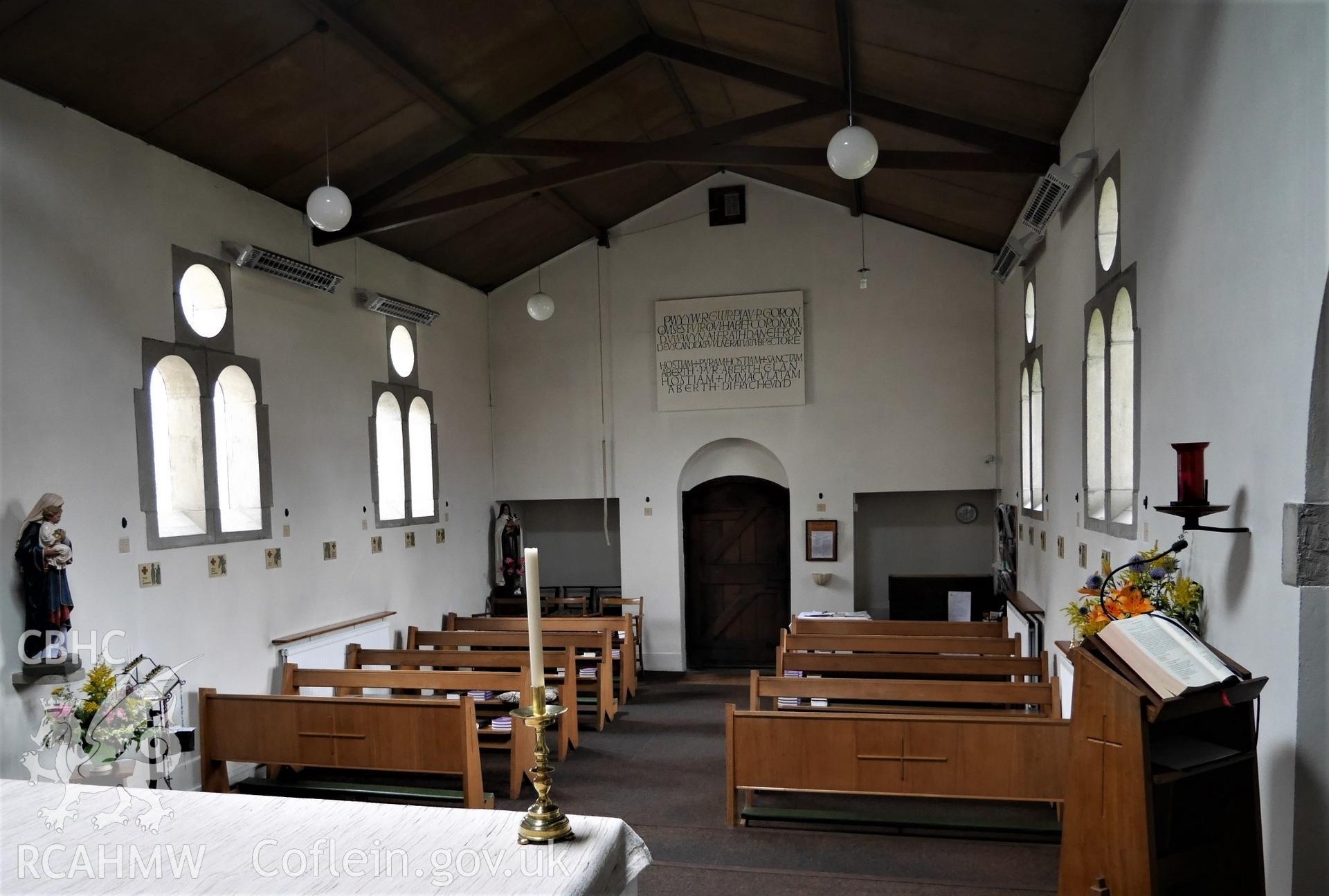 Digital colour photograph showing interior of Our Lady and St Therese Catholic church, Presteigne.




.