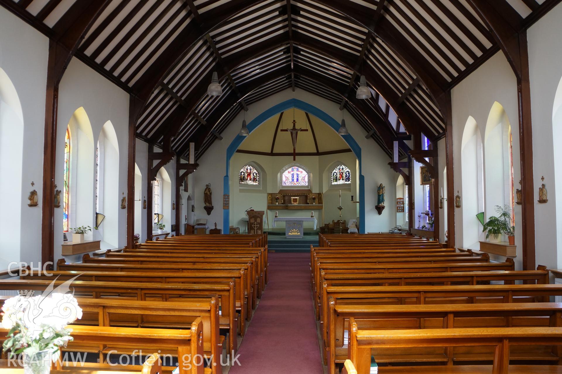 Digital colour photograph showing interior of Blessed Sacrament Catholic church, Connahs Quay.