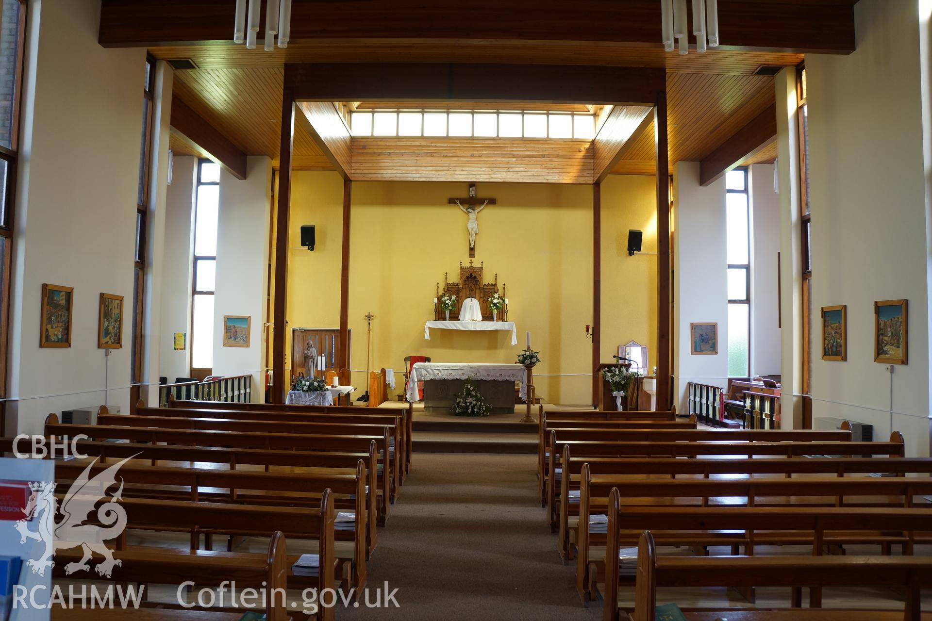 Digital colour photograph showing interior of Sacred Heart Catholic church, Hawarden.