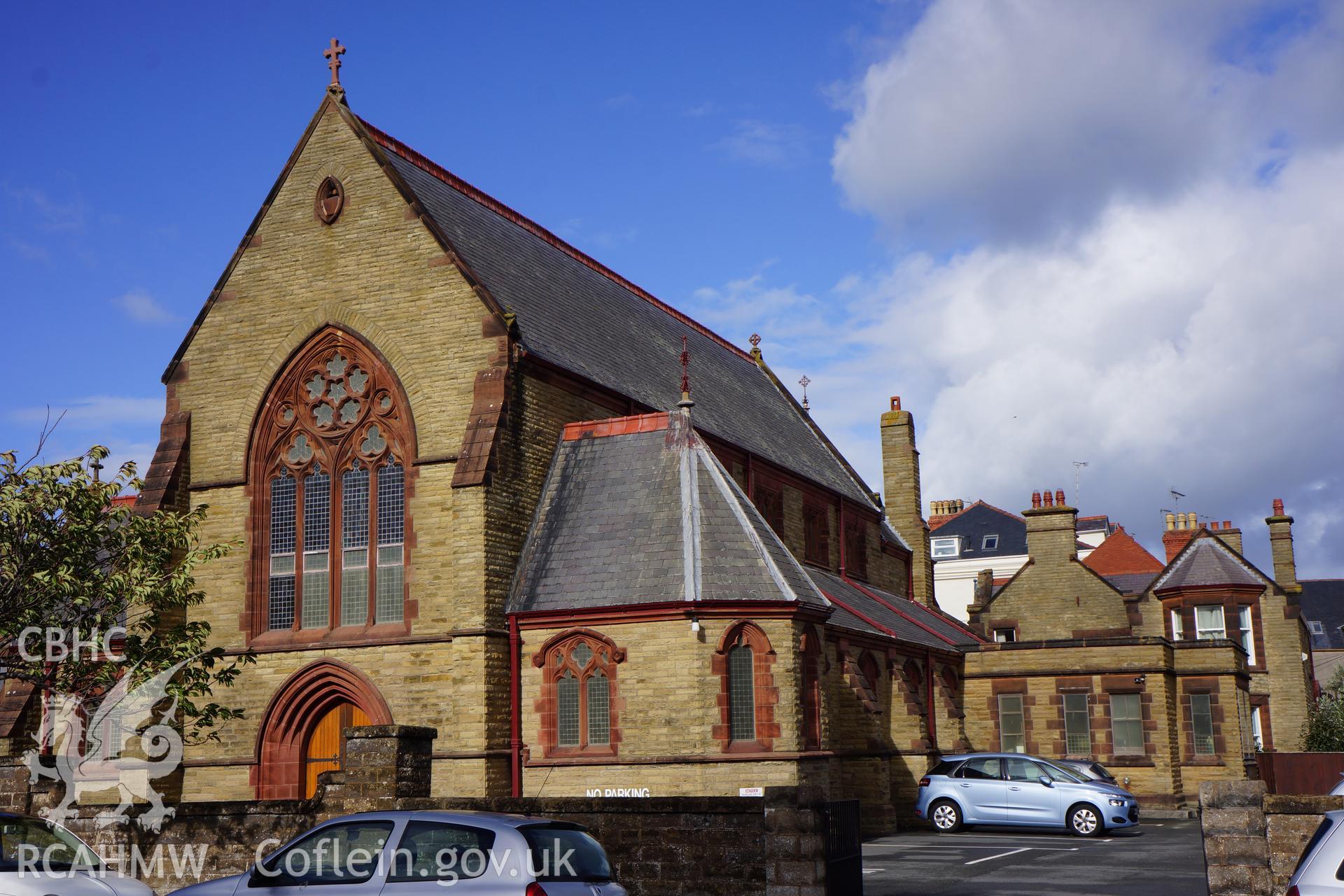 Digital colour photograph showing exterior of Our Lady Catholic church, Llandudno.