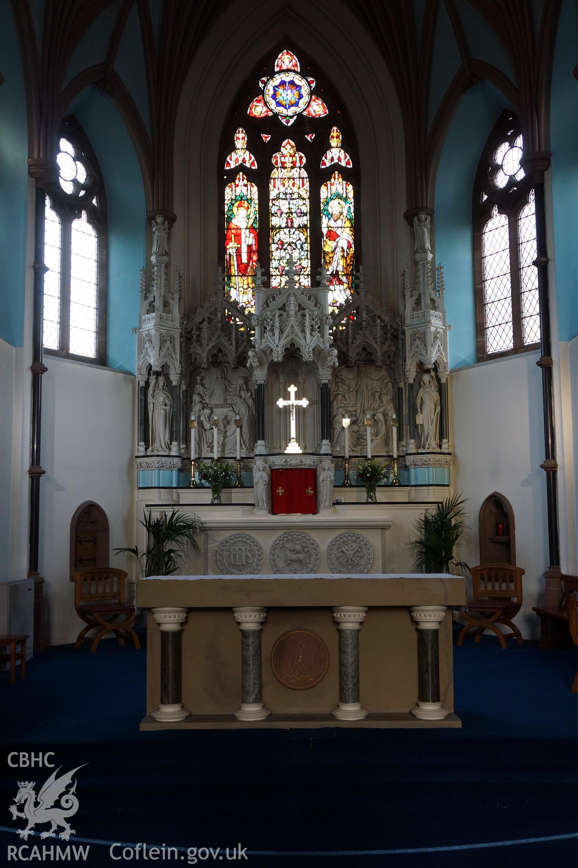 Digital colour photograph showing altar and sanctuary at Our Lady Catholic church, Llandudno.