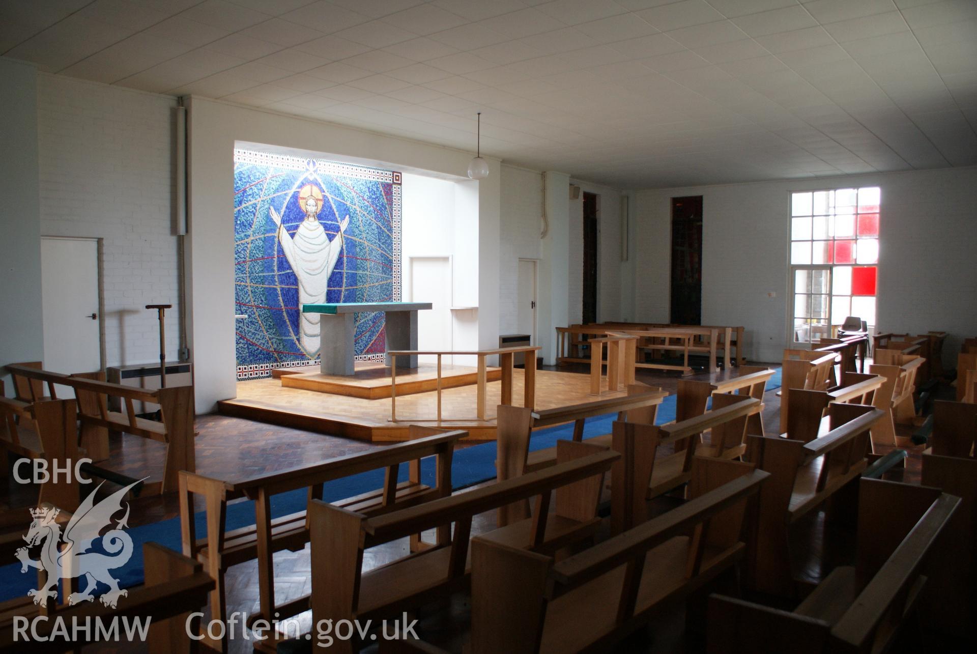 Digital colour photograph showing interior of Our Holy Saviour Catholic church, Morfa Nefyn.