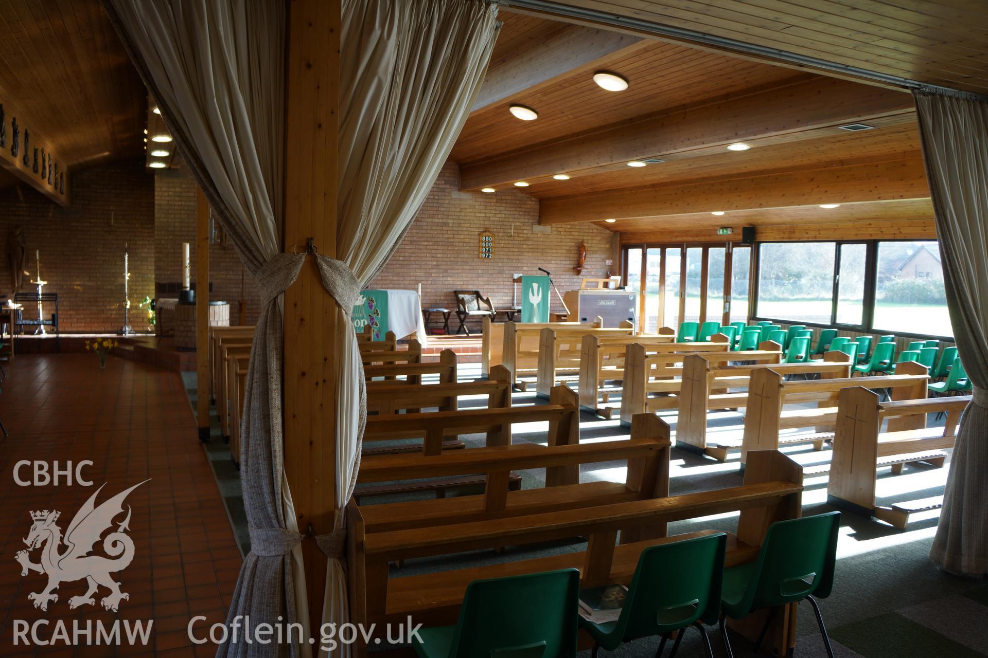 Digital colour photograph showing interior of Christ the King Catholic church, Towyn.