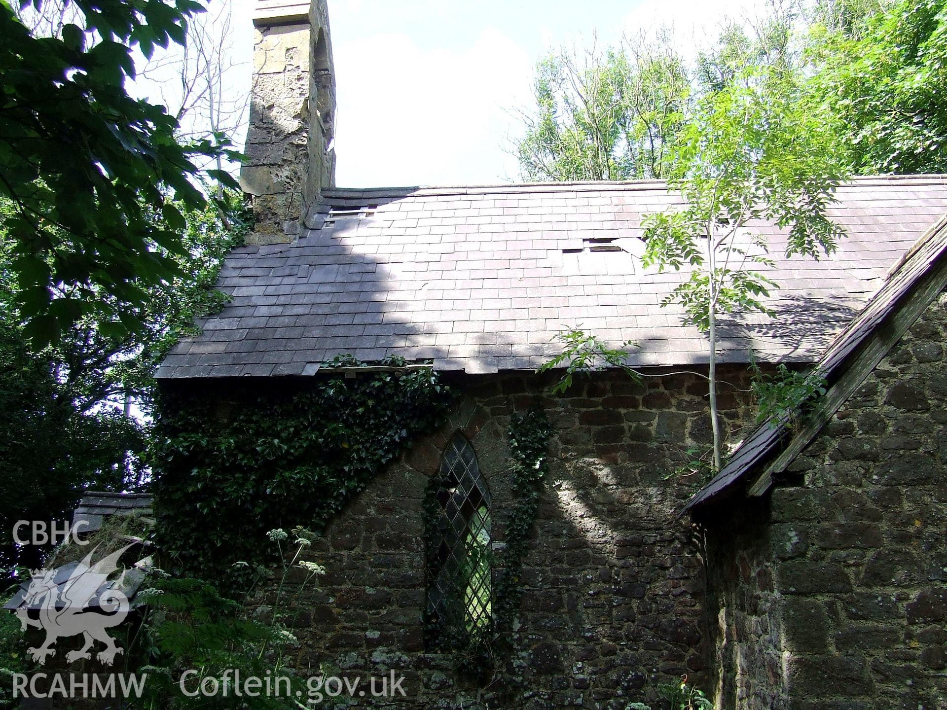 Digital colour photograph showing exterior - south, Castell Dwyran church.