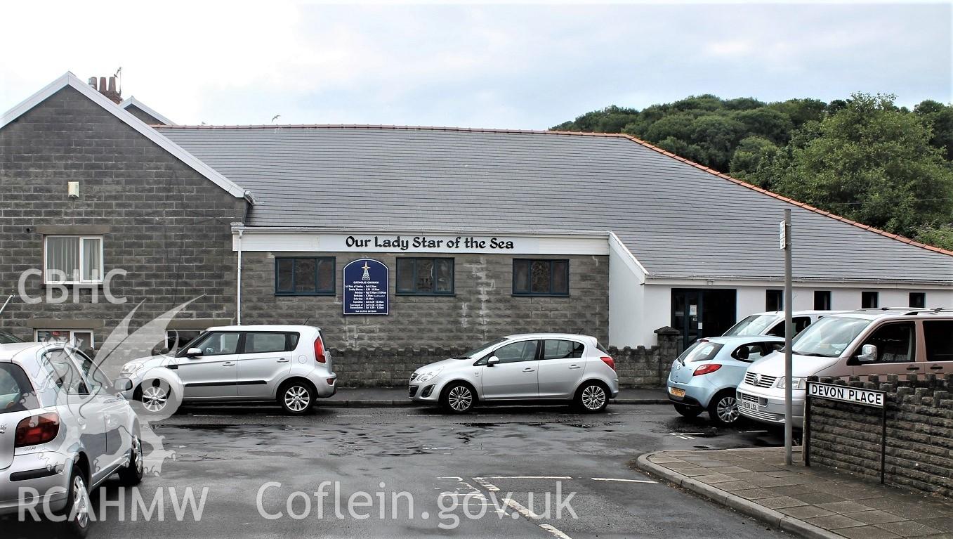 Digital colour photograph showing exterior of Star of the Sea Catholic church, Mumbles.




.