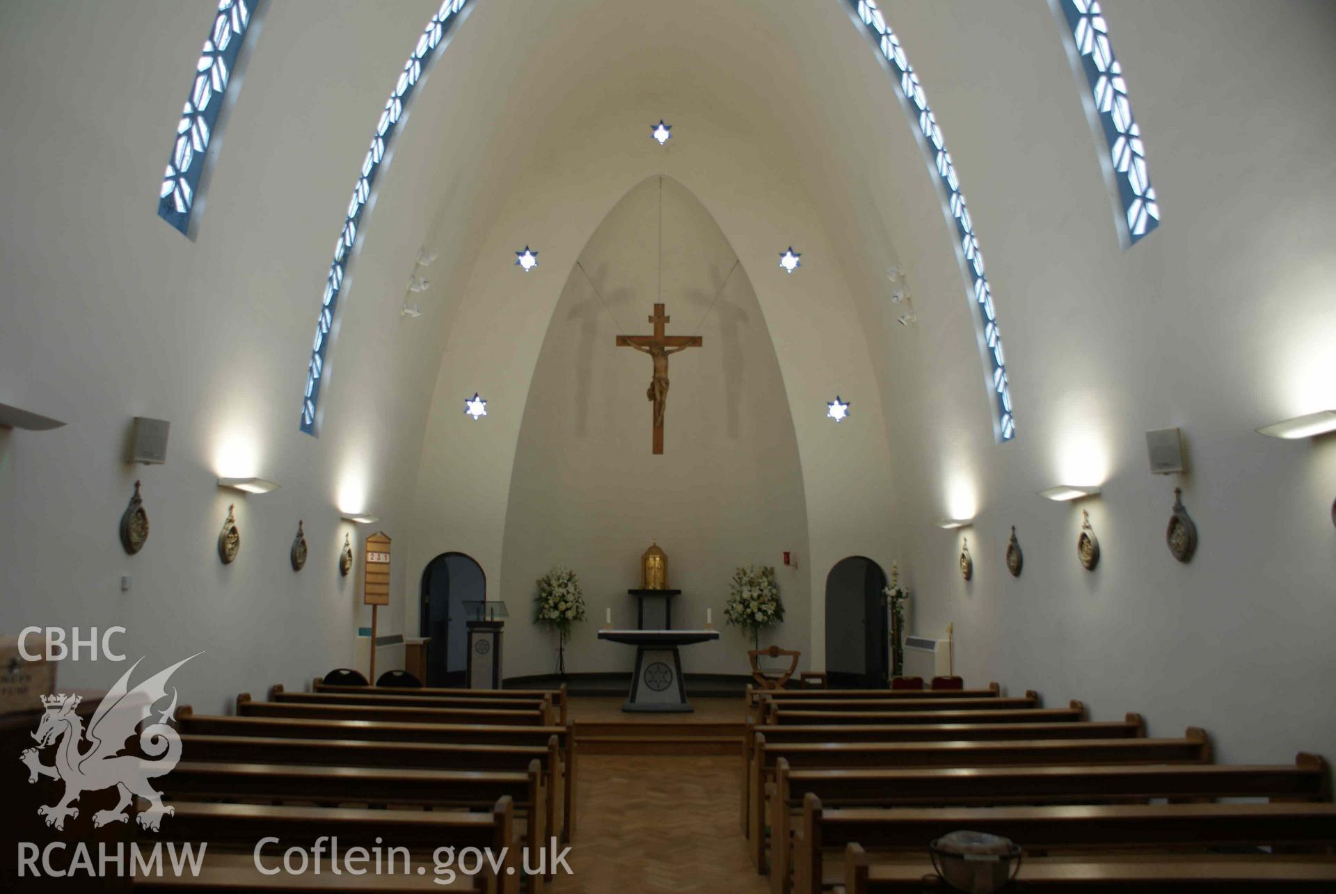 Digital colour photograph showing interior of Our Lady Star of the Sea and St Winefride Catholic church, Amlwch.