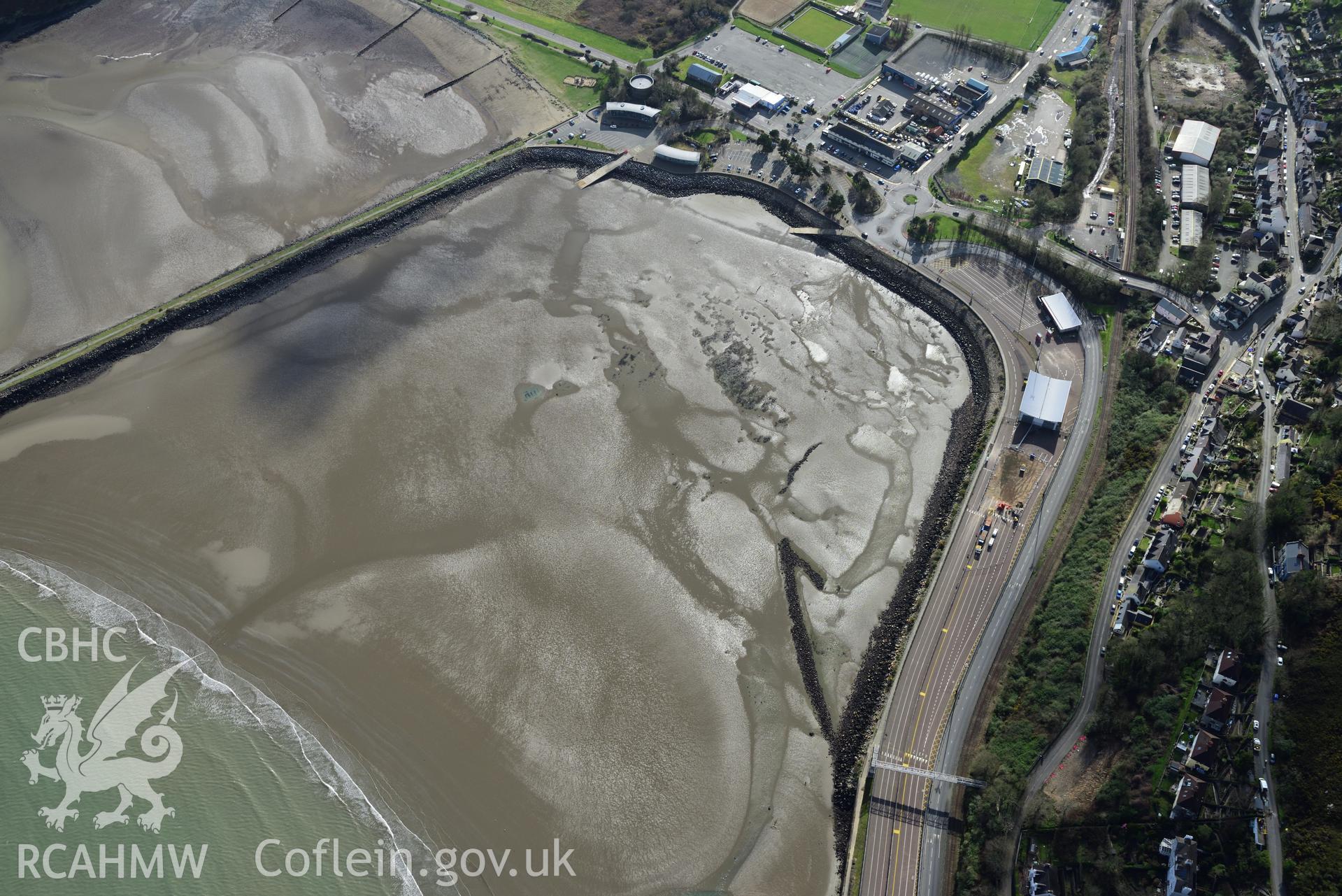 Aerial photography of the Goodwick Sands taken on the 4th March 2022. Baseline aerial reconnaissance survey for the CHERISH Project. Crown Copyright: CHERISH PROJECT 2017. Produced with EU funds through the Ireland Wales Co-operation Programme 2014-2020. All material made freely available through the Open Government Licence.