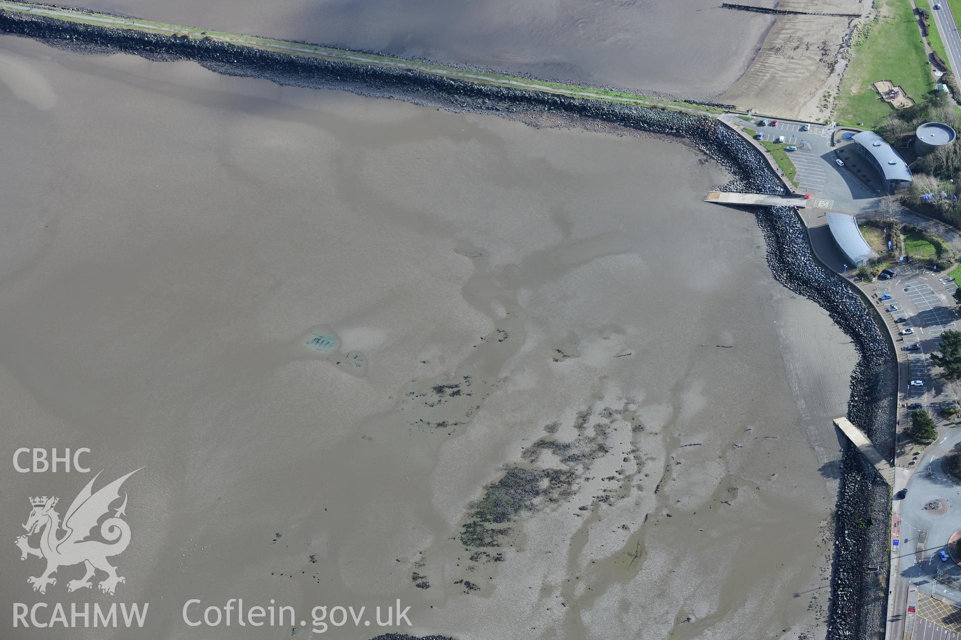 Aerial photography of the Goodwick Sands taken on the 4th March 2022. Baseline aerial reconnaissance survey for the CHERISH Project. Crown Copyright: CHERISH PROJECT 2017. Produced with EU funds through the Ireland Wales Co-operation Programme 2014-2020. All material made freely available through the Open Government Licence.