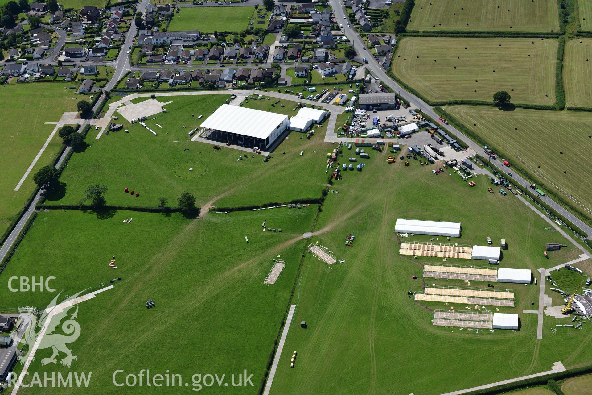 Digital colour aerial photograph showing National Eisteddfod Maes, Tregaron, taken on 11th July 2022.