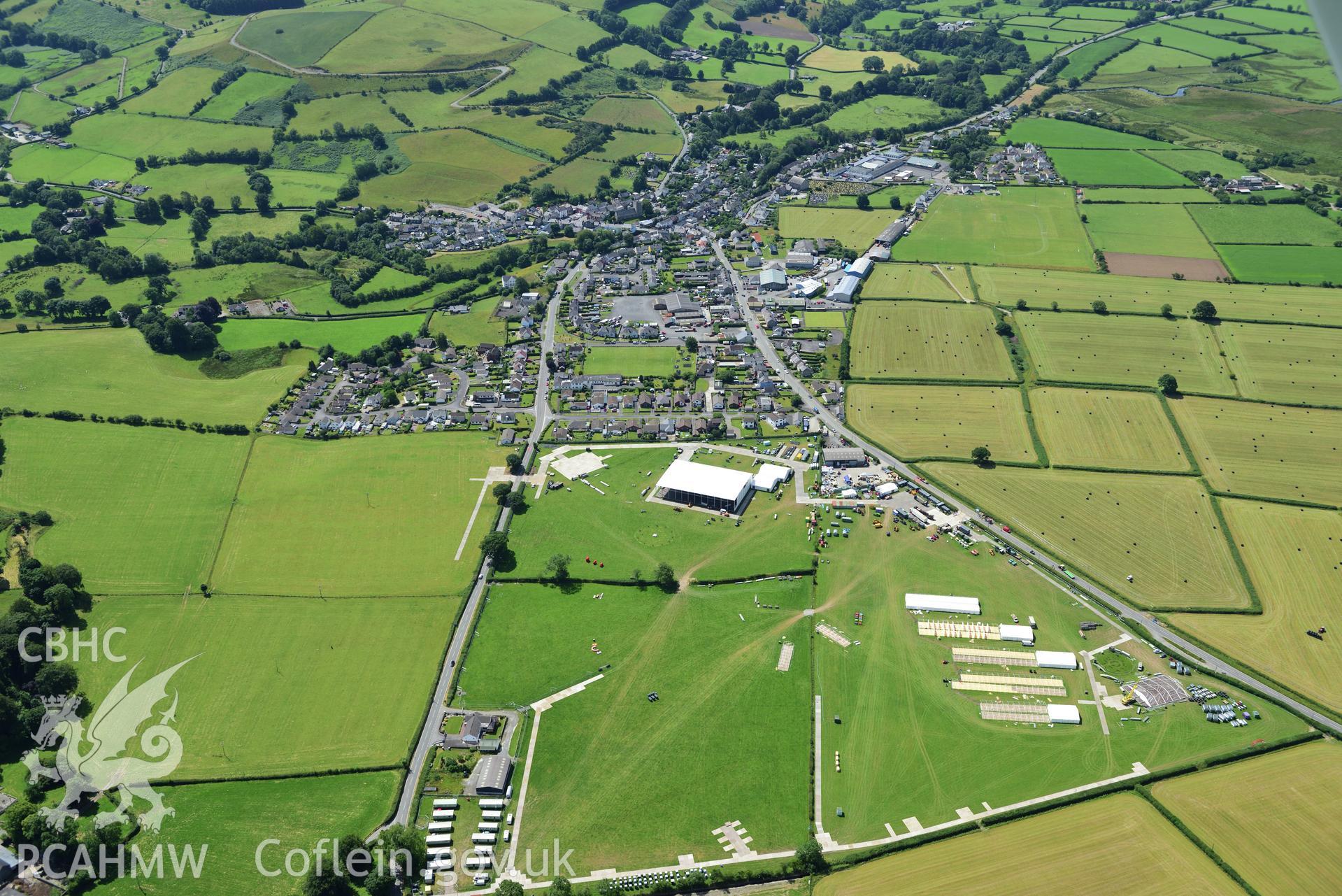Digital colour aerial photograph showing National Eisteddfod Maes, Tregaron, taken on 11th July 2022.