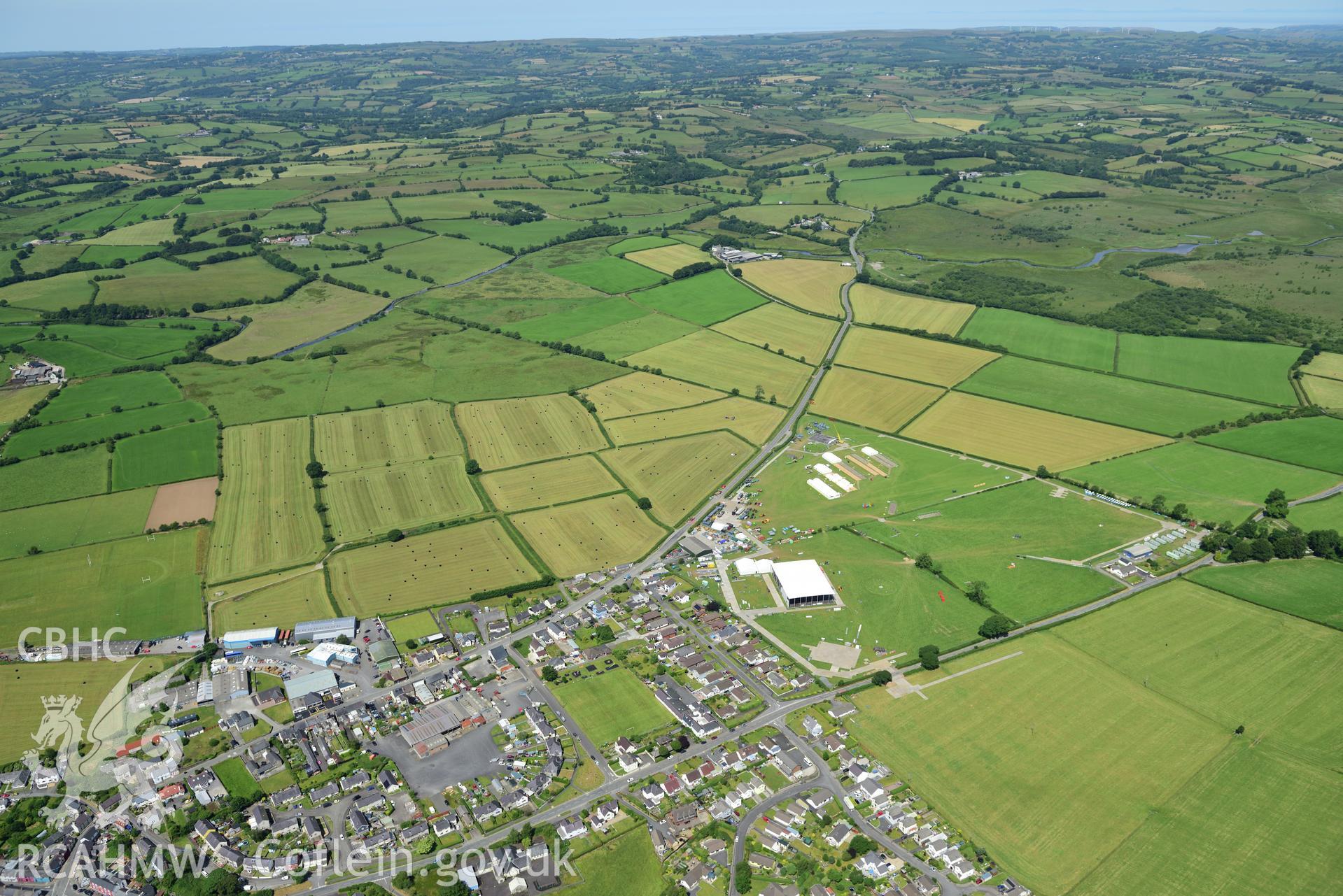 Digital colour aerial photograph showing National Eisteddfod Maes, Tregaron, taken on 11th July 2022.