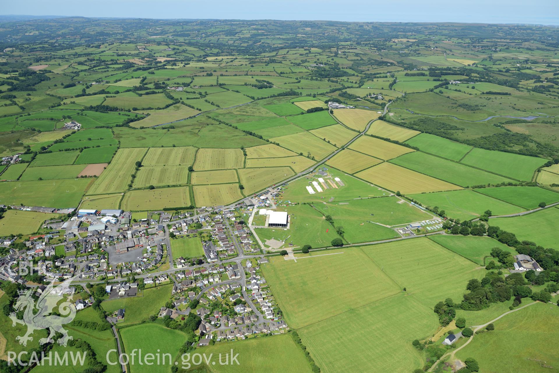 Digital colour aerial photograph showing National Eisteddfod Maes, Tregaron, taken on 11th July 2022.