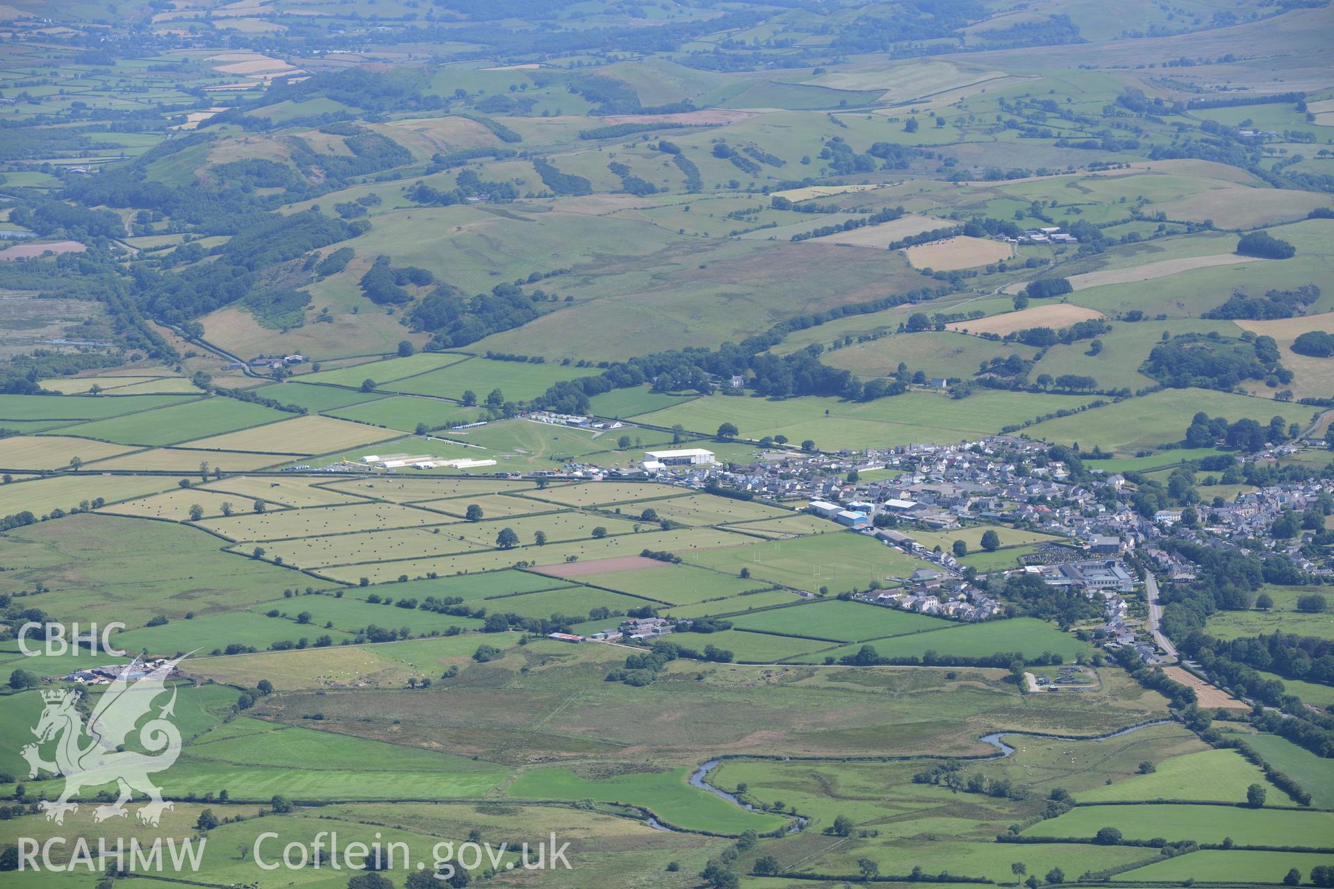 Digital colour aerial photograph showing National Eisteddfod Maes, Tregaron, taken on 11th July 2022.