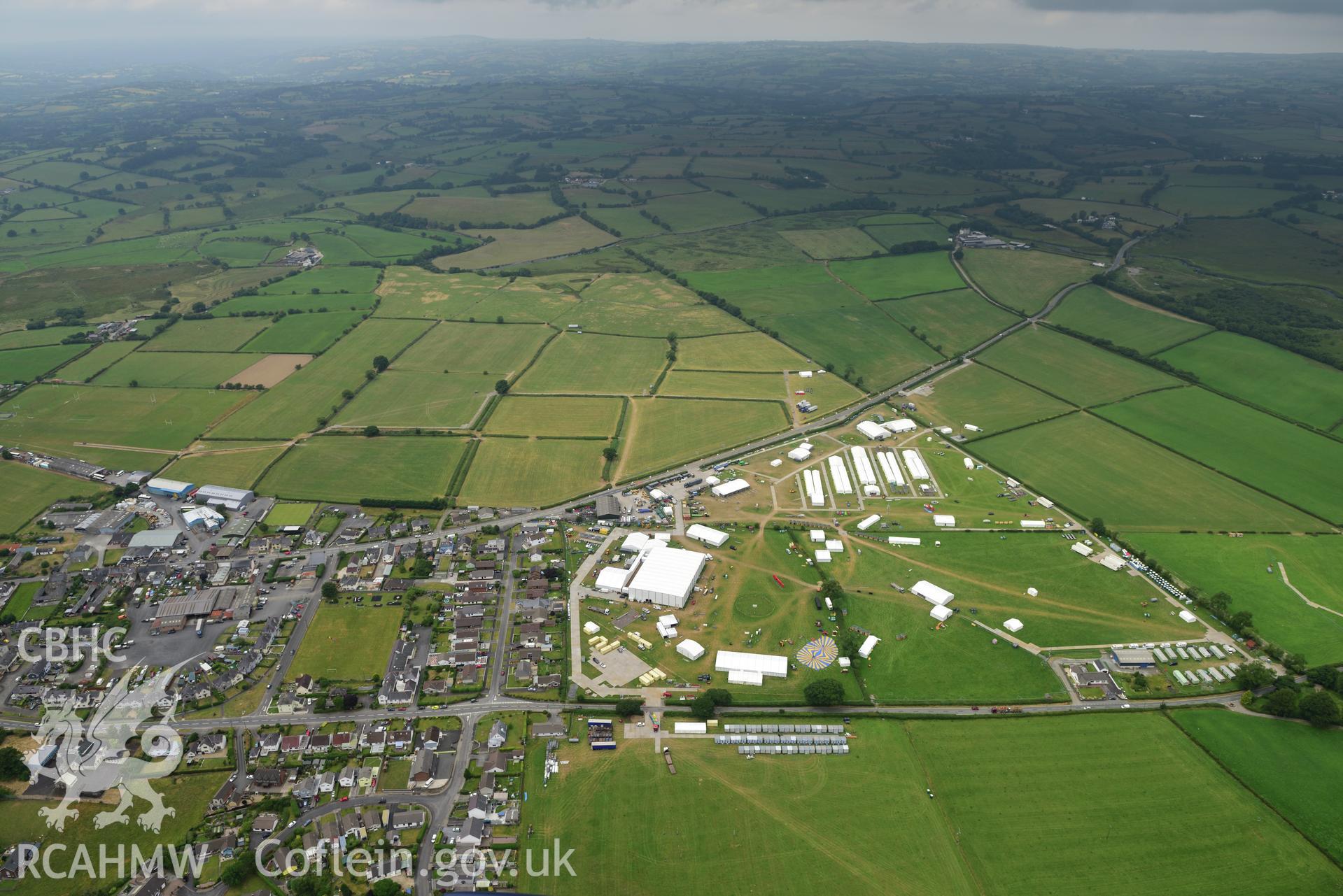 Digital colour aerial photograph showing National Eisteddfod Maes, Tregaron, taken on 22nd July 2022.