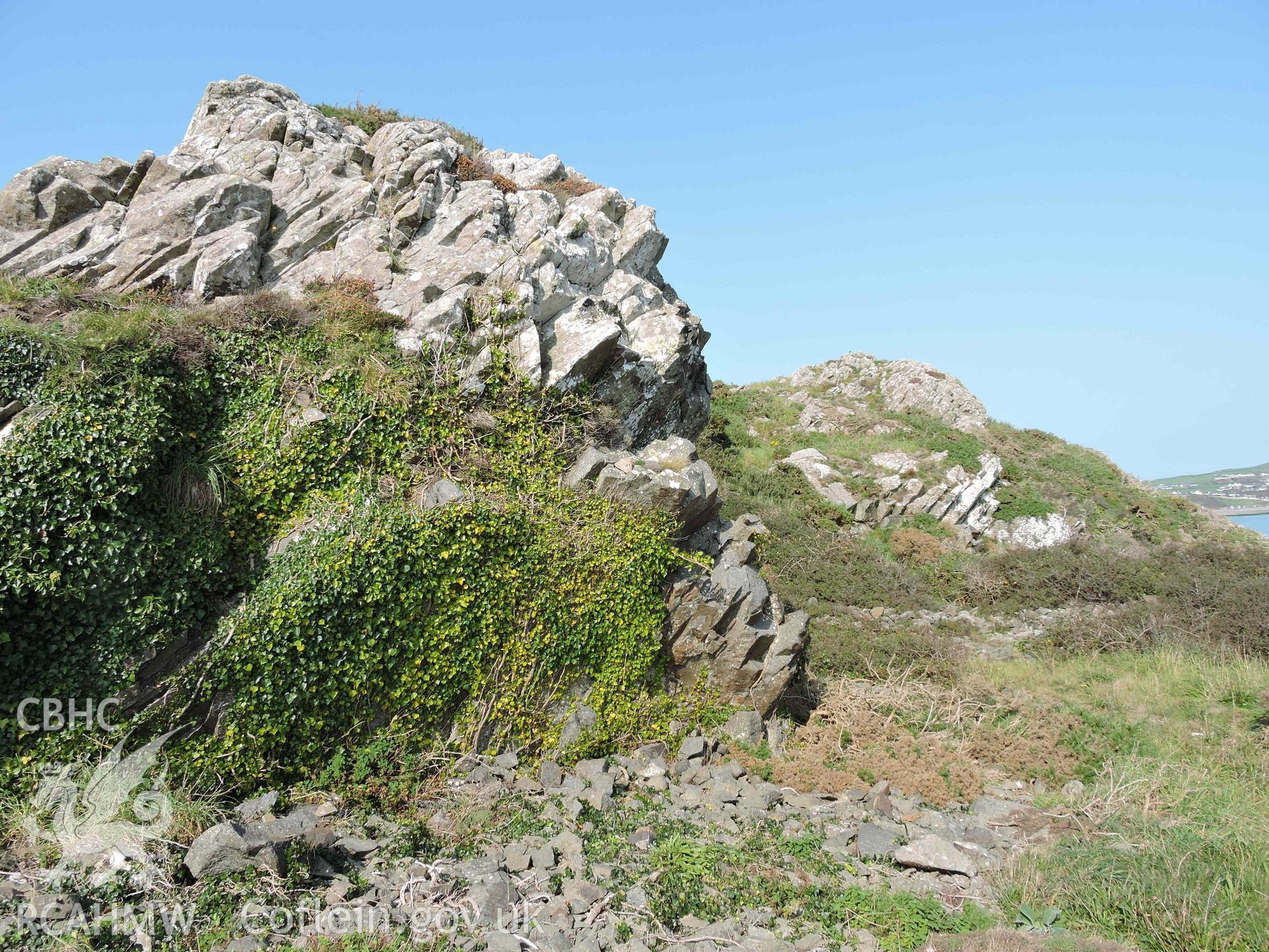 Overgrown remains of Craig Cwlwm Quarry, Aberdaron. Part of a digital photographic survey produced in 2020 by Michael Statham.