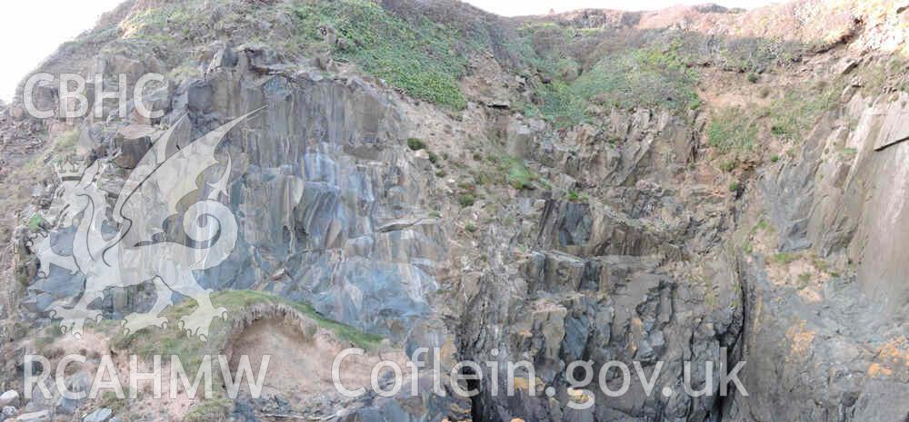 General view of the rock face at Craig Cwlwm Quarry, Aberdaron. Part of a digital photographic survey produced in 2020 by Michael Statham.