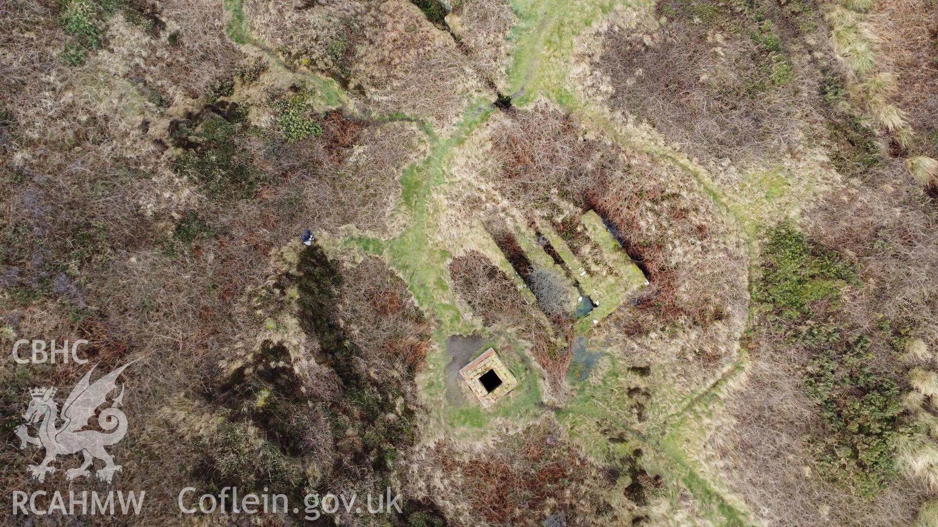 Trefrane Cliff Colliery. Overhead aerial view.
