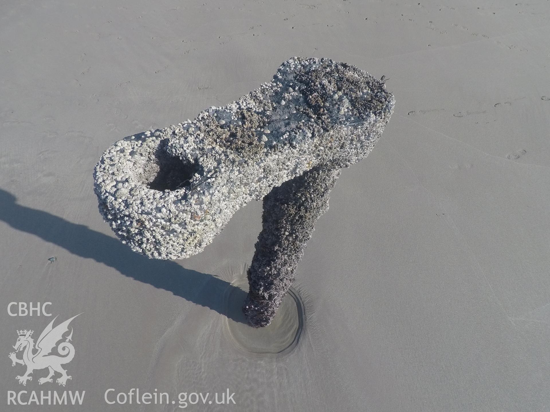 Pole camera shot of upstanding elements of the wreck Taken by Daniel Hunt. Produced with EU funds through the Ireland Wales Co-operation Programme 2014-2023. All material made freely available through the Open Government Licence.