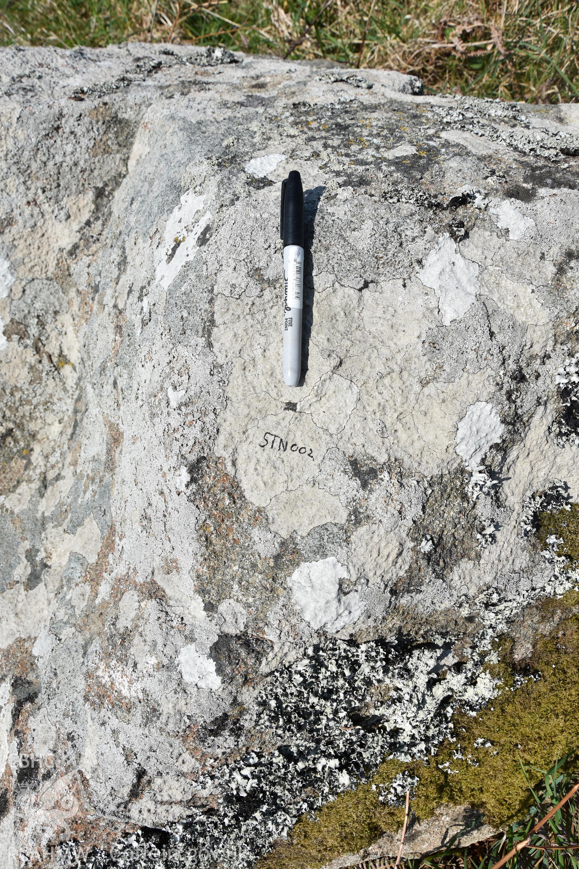 Location of survey marker indicated by a pen Taken by Dr Toby Driver. Produced with EU funds through the Ireland Wales Co-operation Programme 2014-2023. All material made freely available through the Open Government Licence.