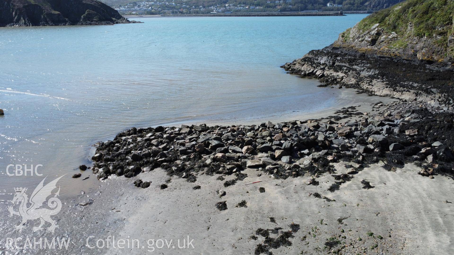 Fishguard Outer Quay, oblique view of the inner side of the quay, looking north-west.