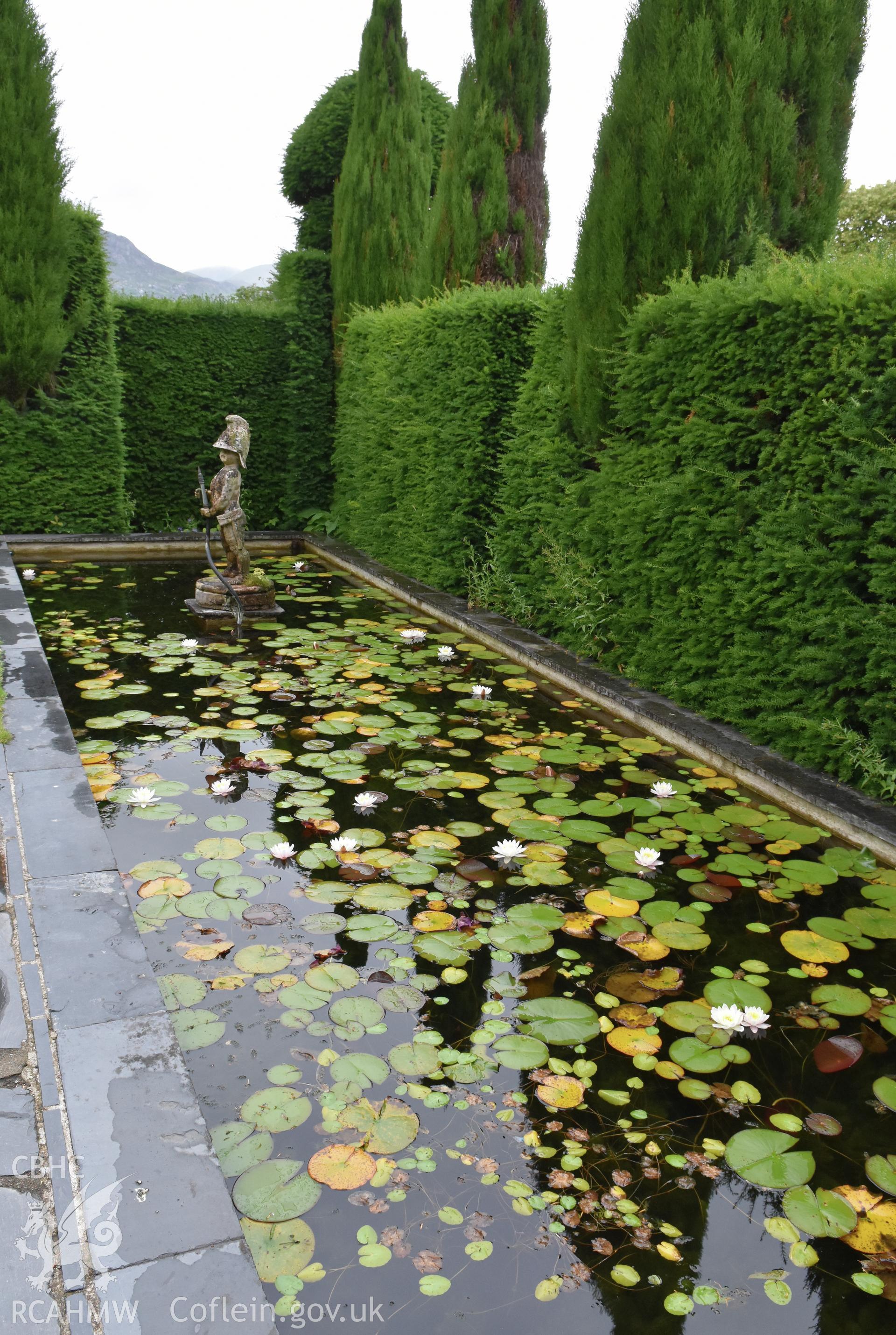 Plas Brondanw Garden; waterlily pool Taken by Susan Fielding.
