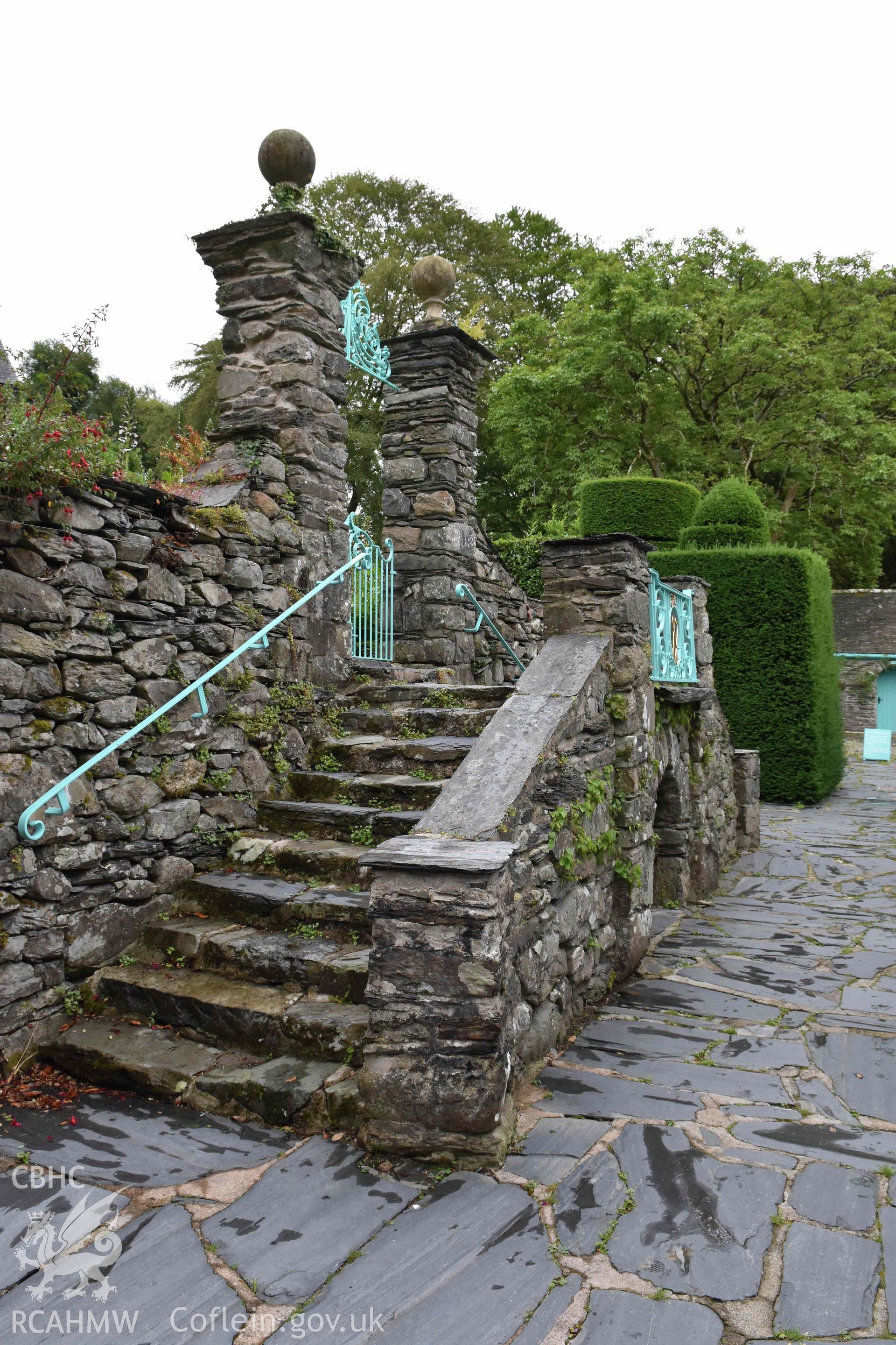 Plas Brondanw Garden; steps to terrace Taken by Susan Fielding.