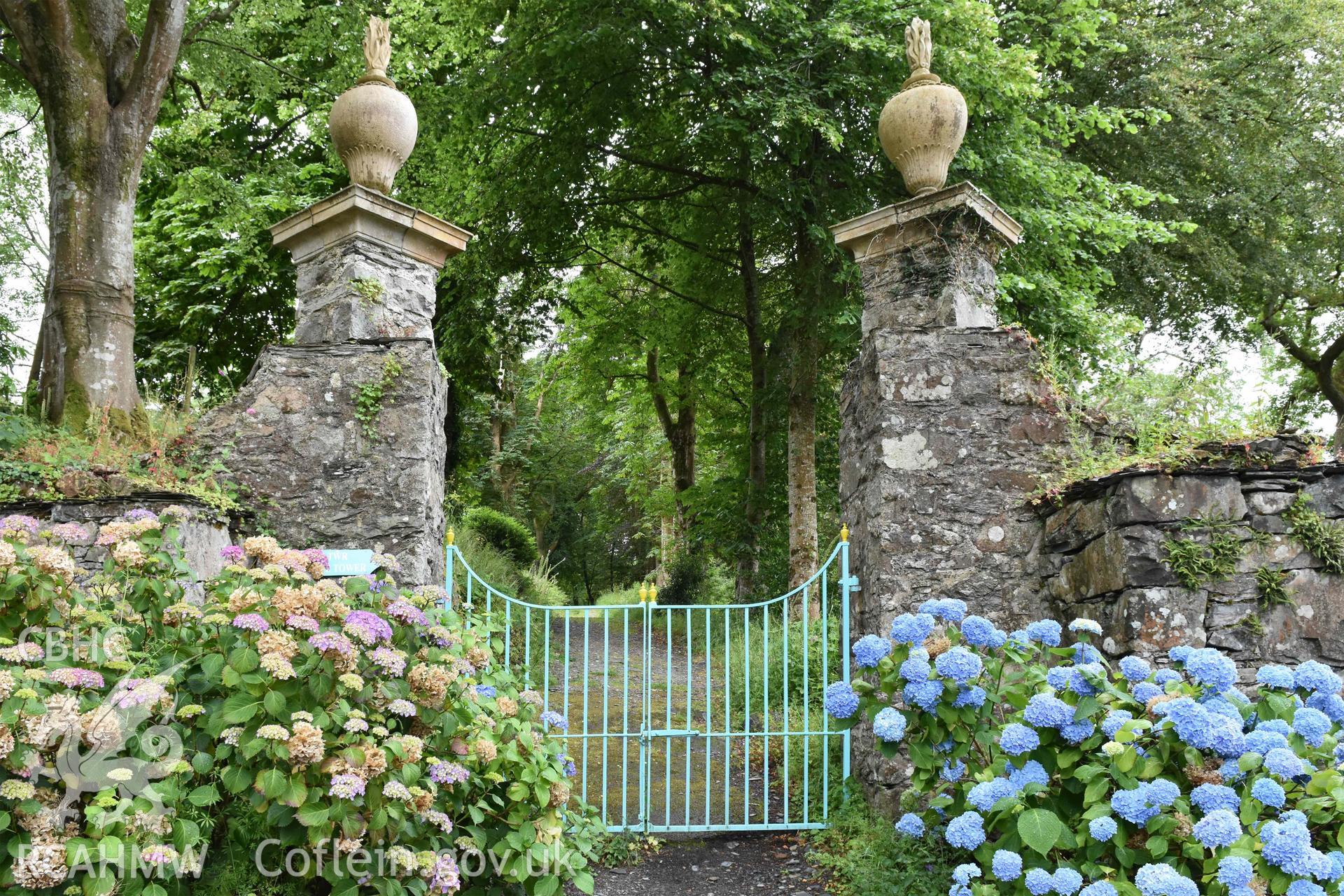 Plas Brondanw Garden; footpath gateway Taken by Susan Fielding.