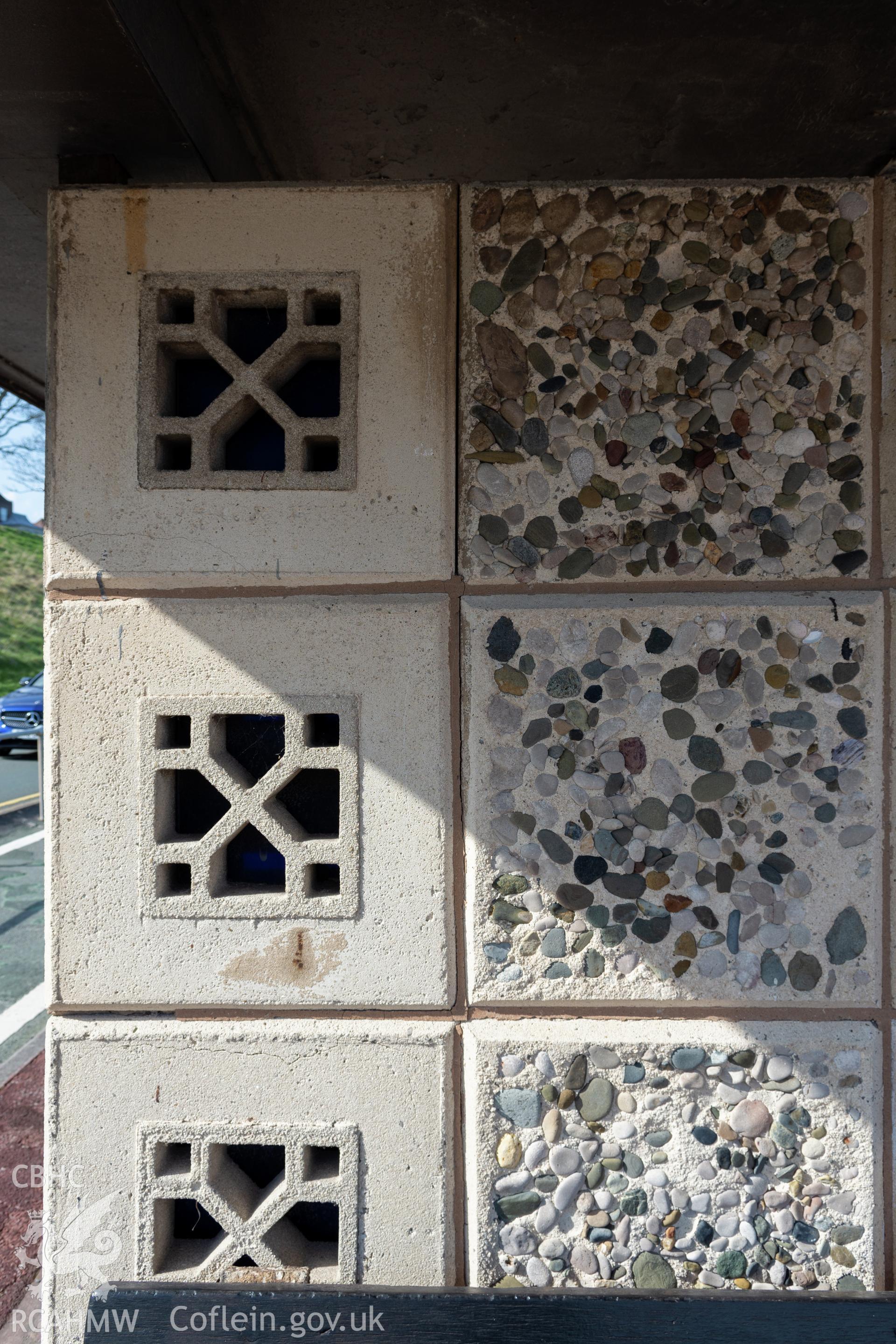 Promade Shelter, detail of block walling Taken by Susan Fielding.