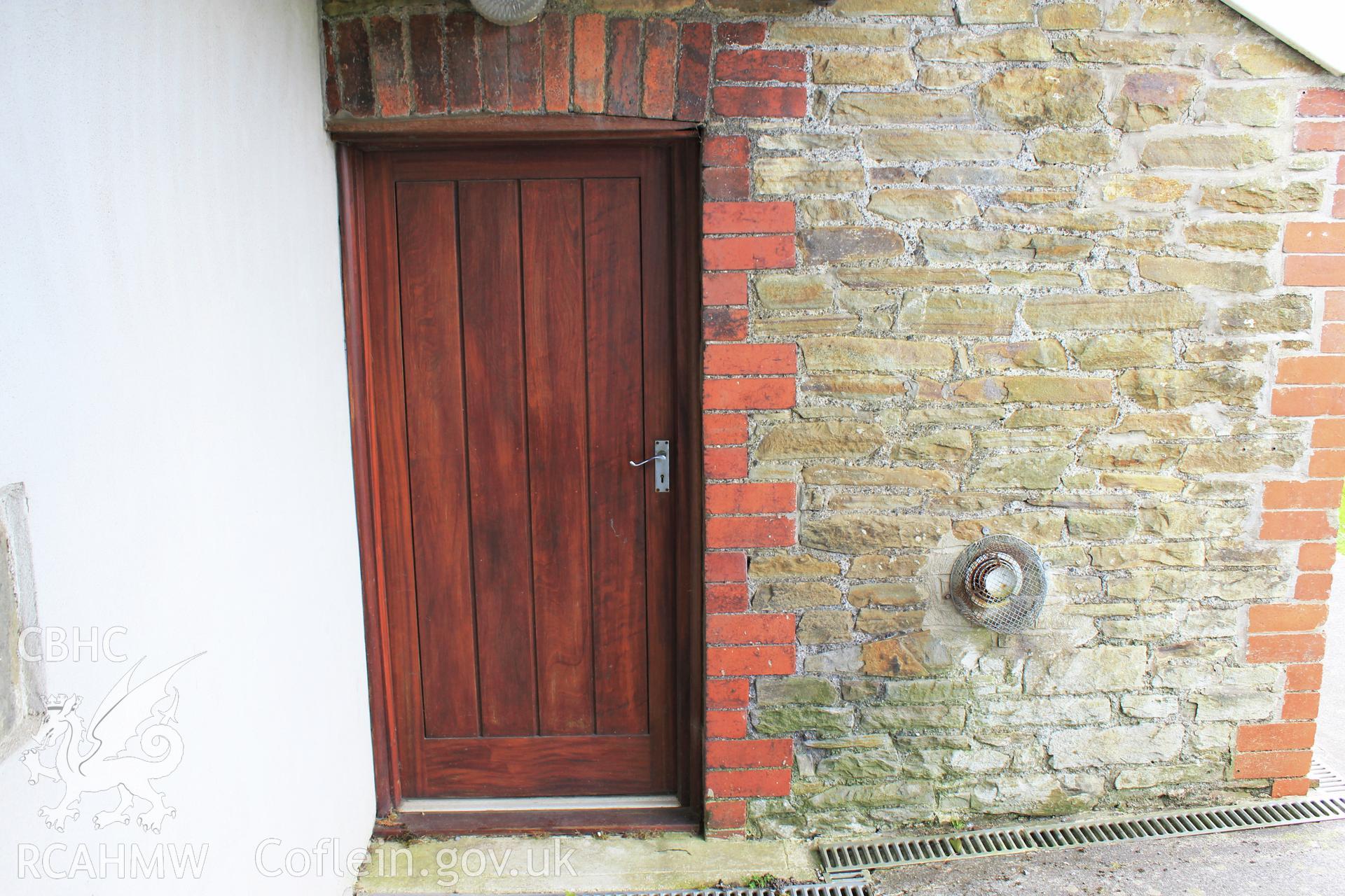 Door to deacons meeting room, rear of Tabernalce Cwmrhydyceirw.