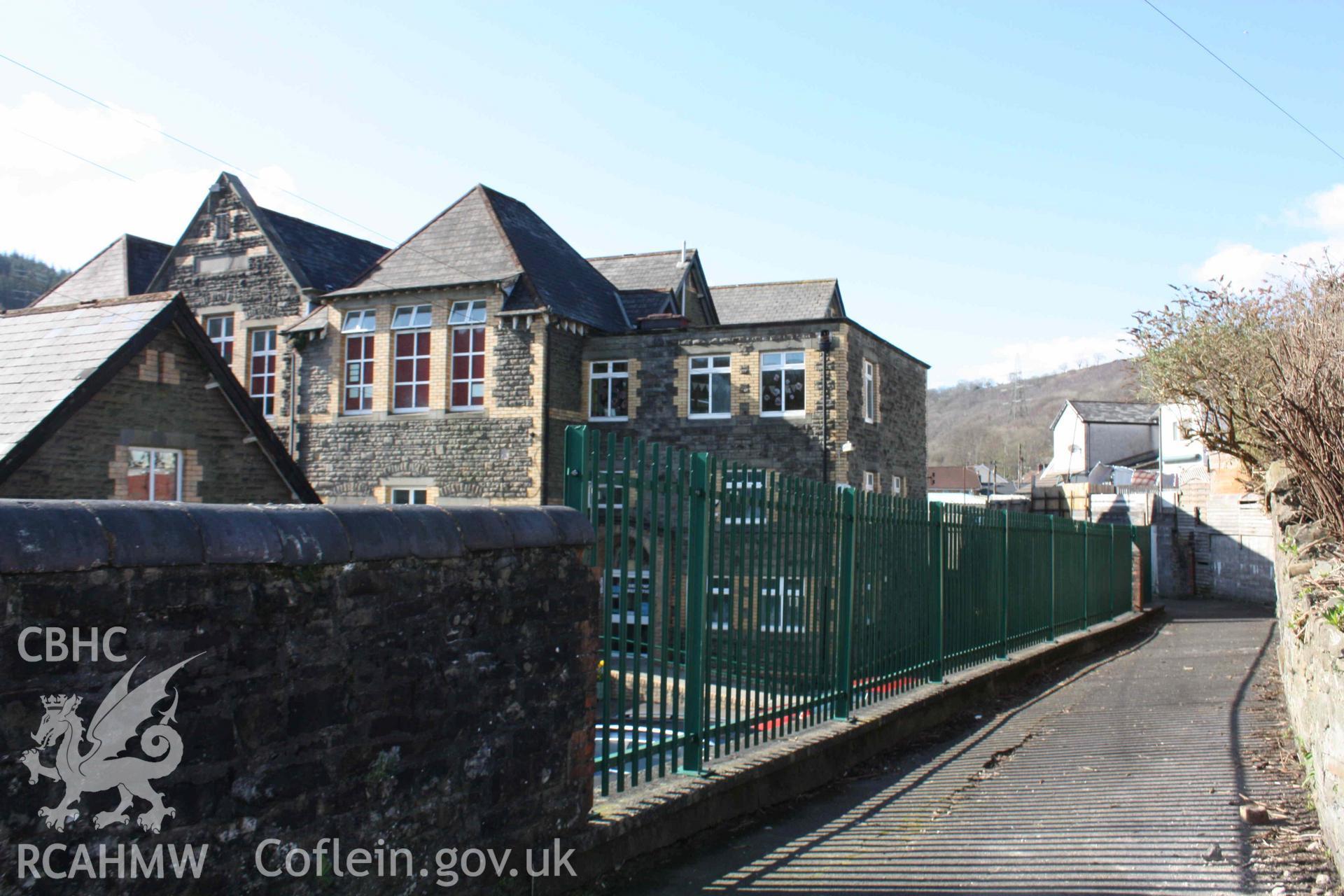 Digital colour photograph showing Trehopcyn Infants School, Hopkinstown, taken 18 March, 2022.