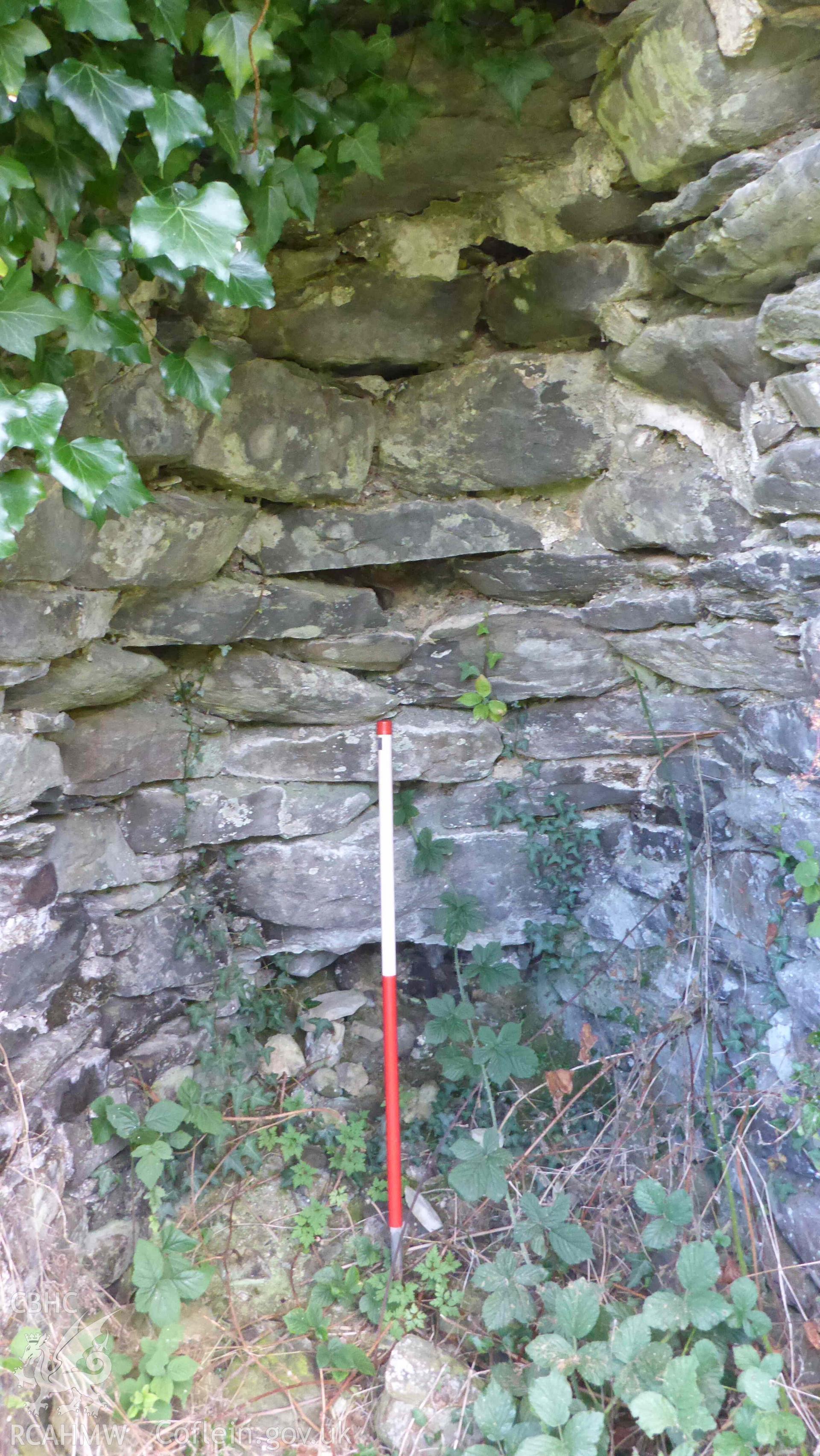 Digital colour photograph showing Craiglas Lime Kiln 4, detail of internal rear wall of north-west facing kiln-eye.