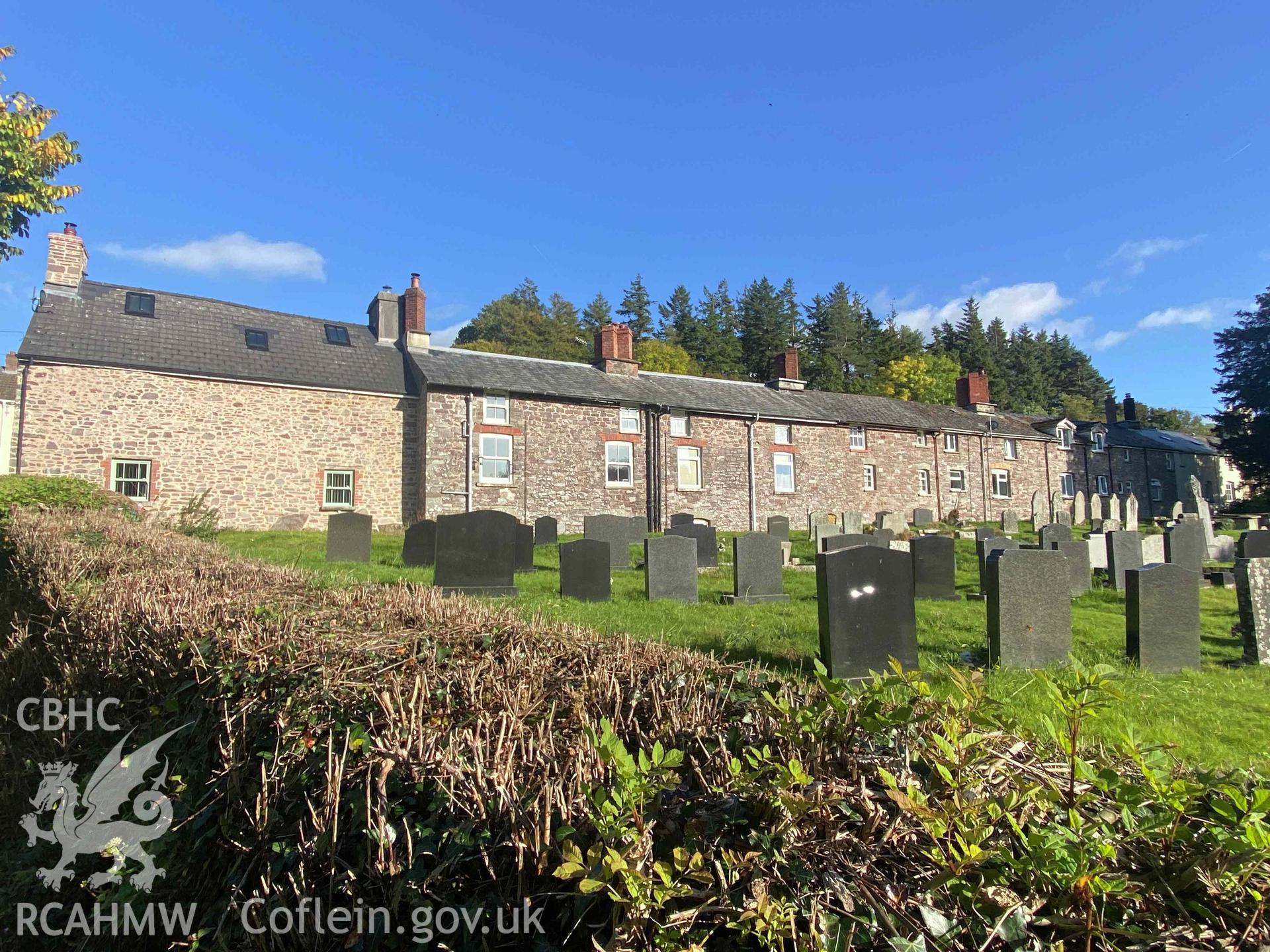 Colour digital photograph showing Church Row, Defynnog, taken in October 2022 by Alan Hughes.