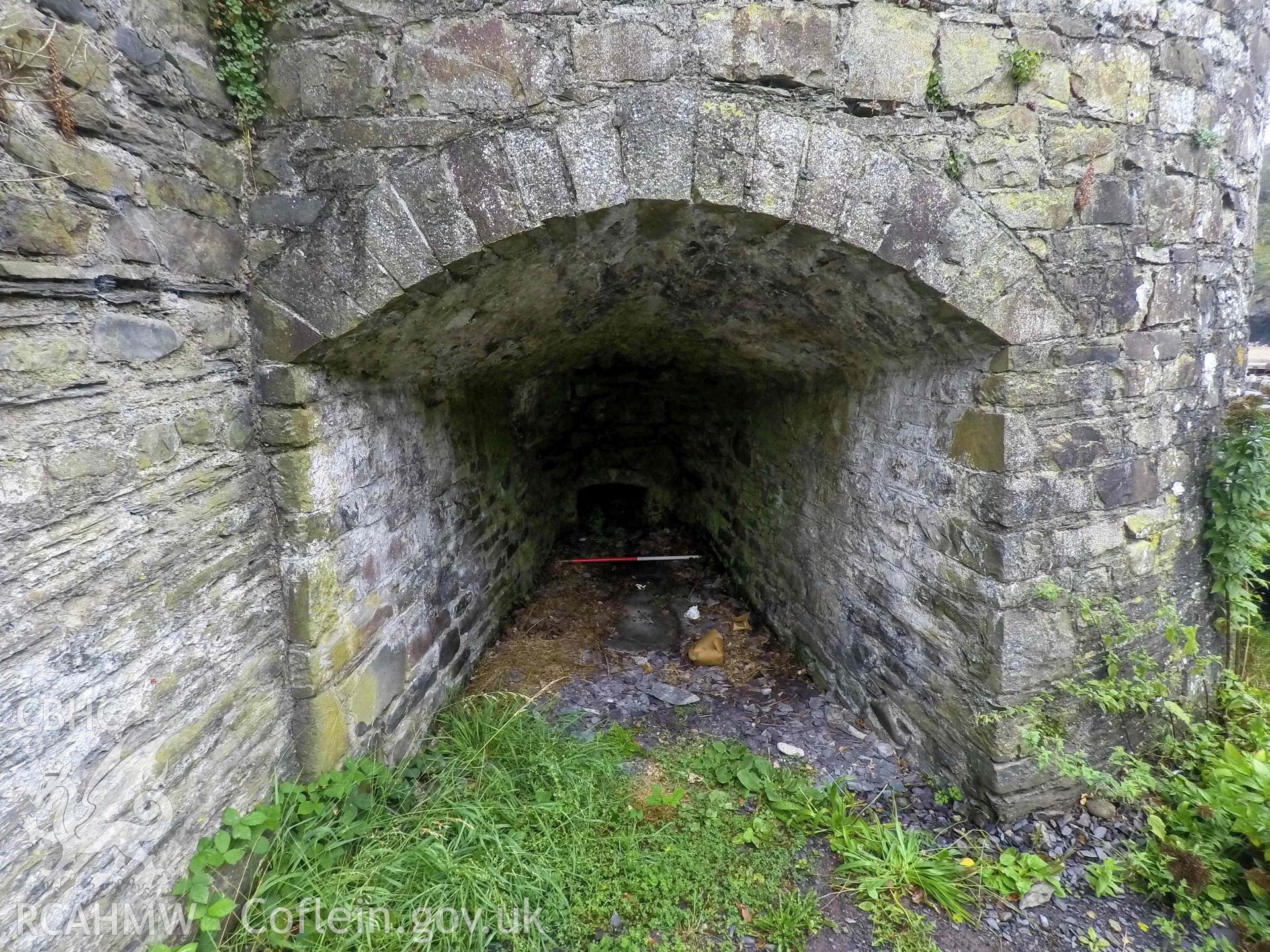 Llangrannog Limekiln. Southwest kiln eye with scale. Taken 24 August 2022